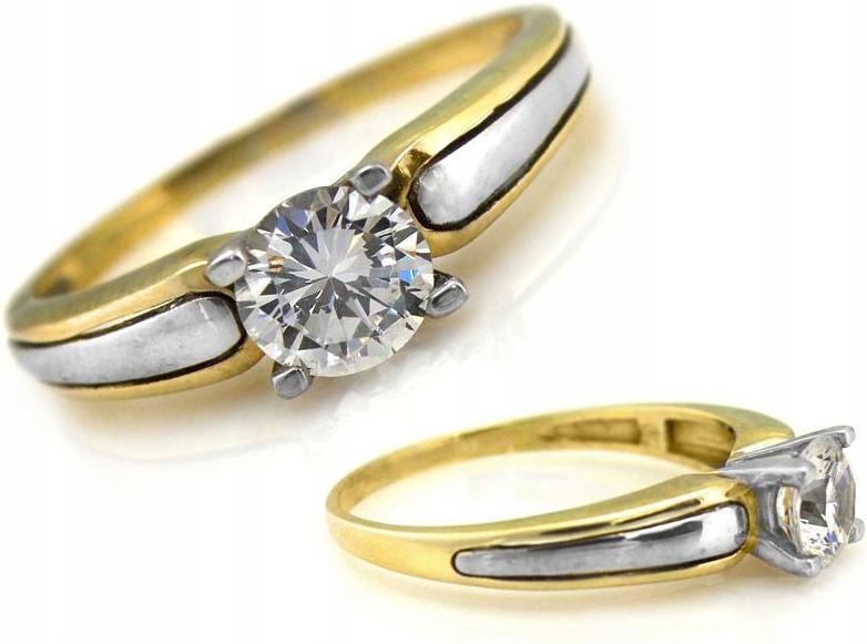 Prstýnek ze žlutého a bílého zlata 585 14k se zirkonem r16