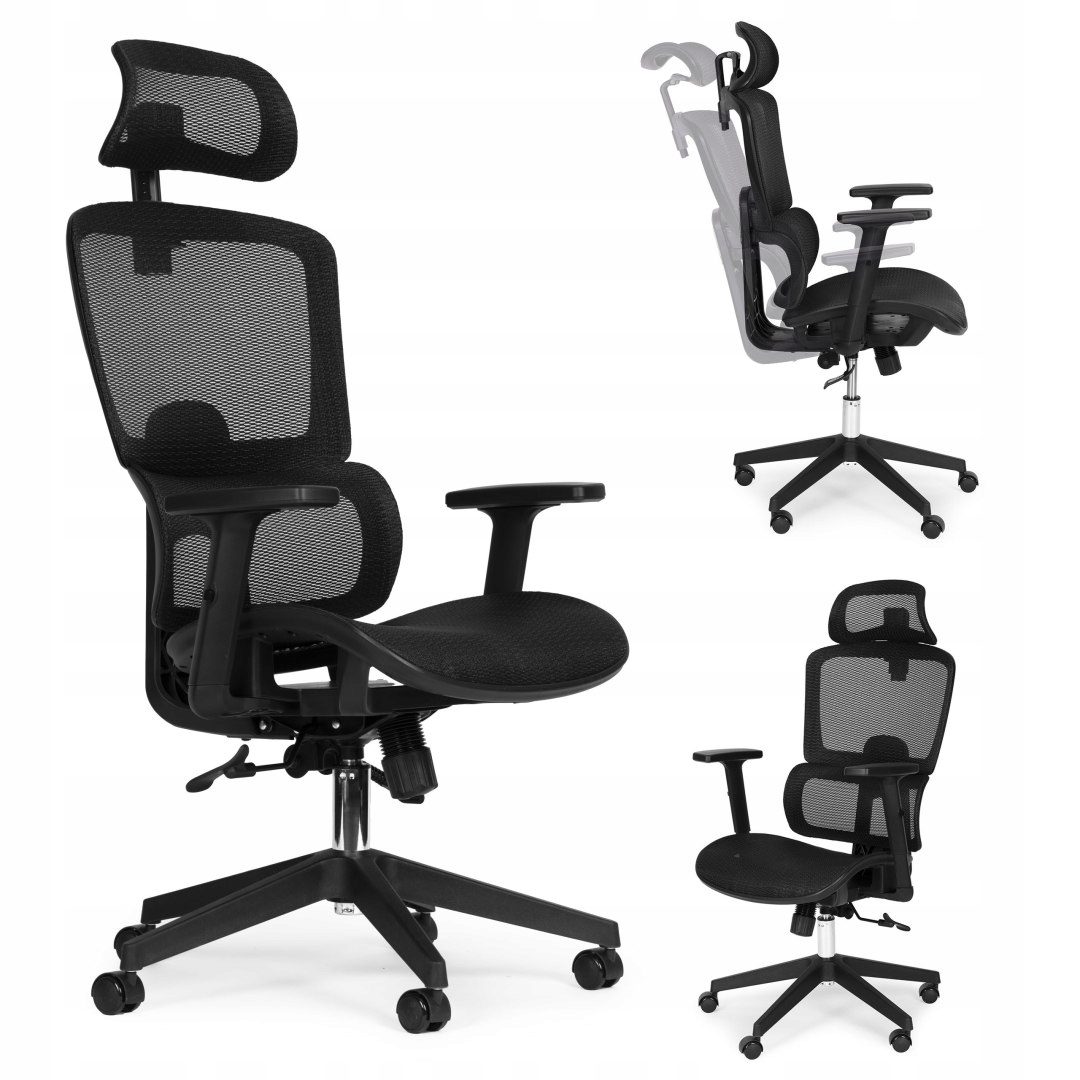 Kancelárska otočná stolička s ergonomickým nastavením výšky, čierna ModernHome M