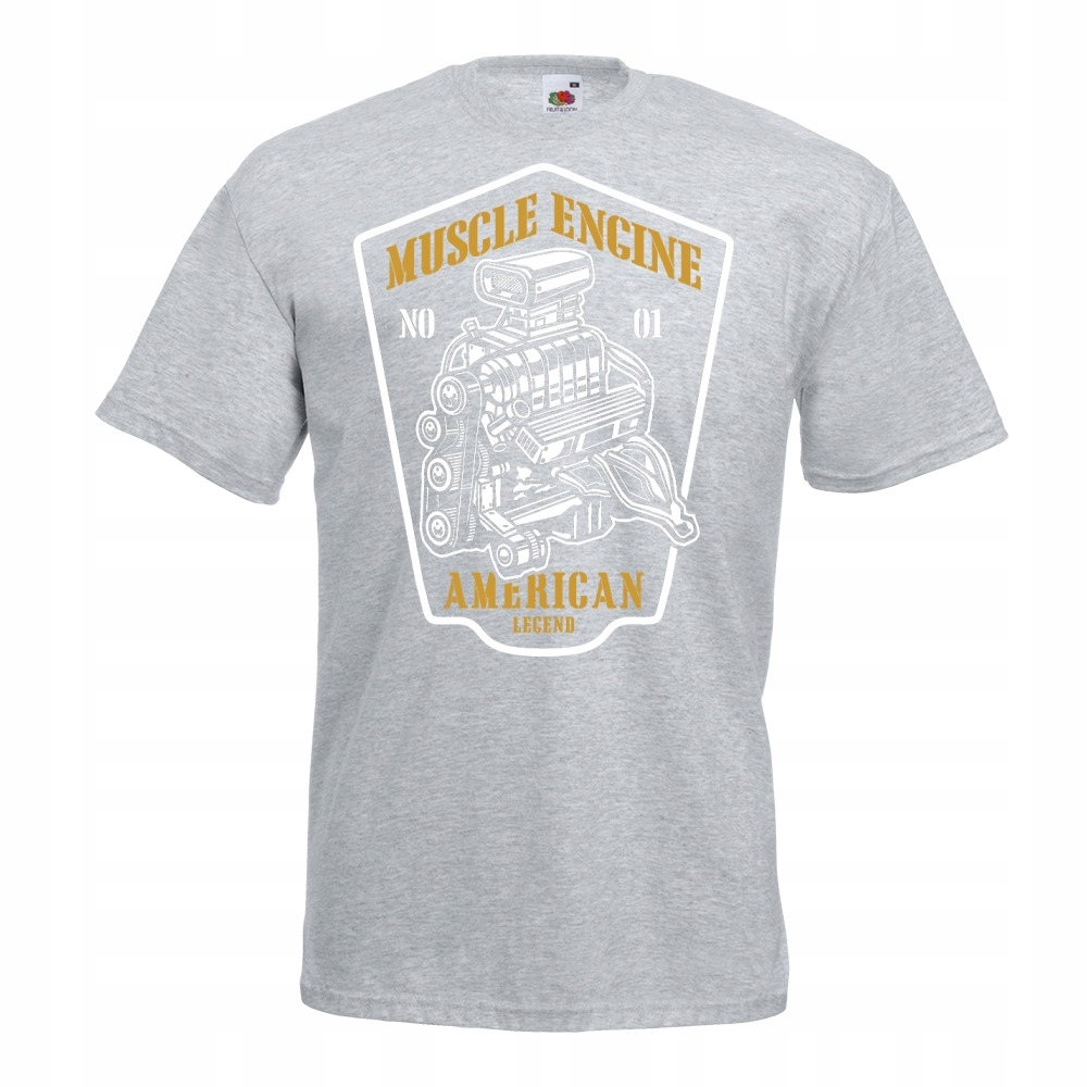 

Koszulka samochód silnik muscle engine M szara