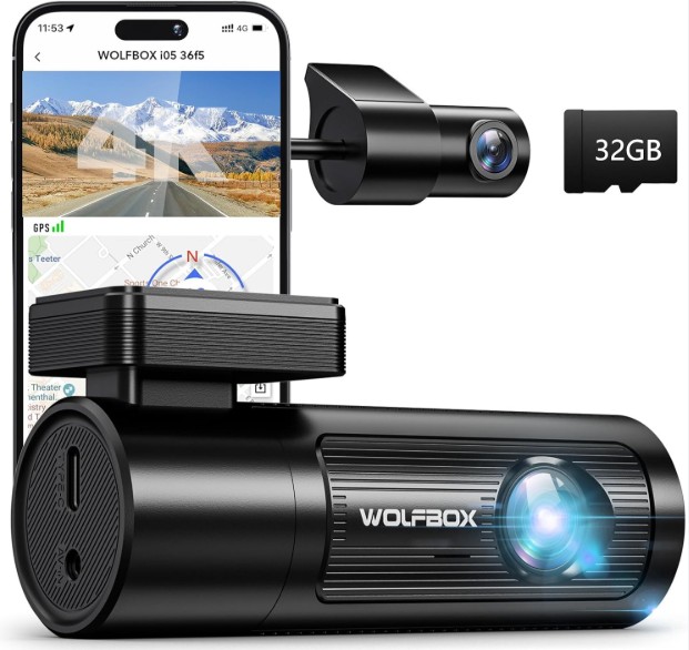 Wolfbox i05 kamera samochodowa 4K+1080P Gps WiFi przód/tył wideorejestrator