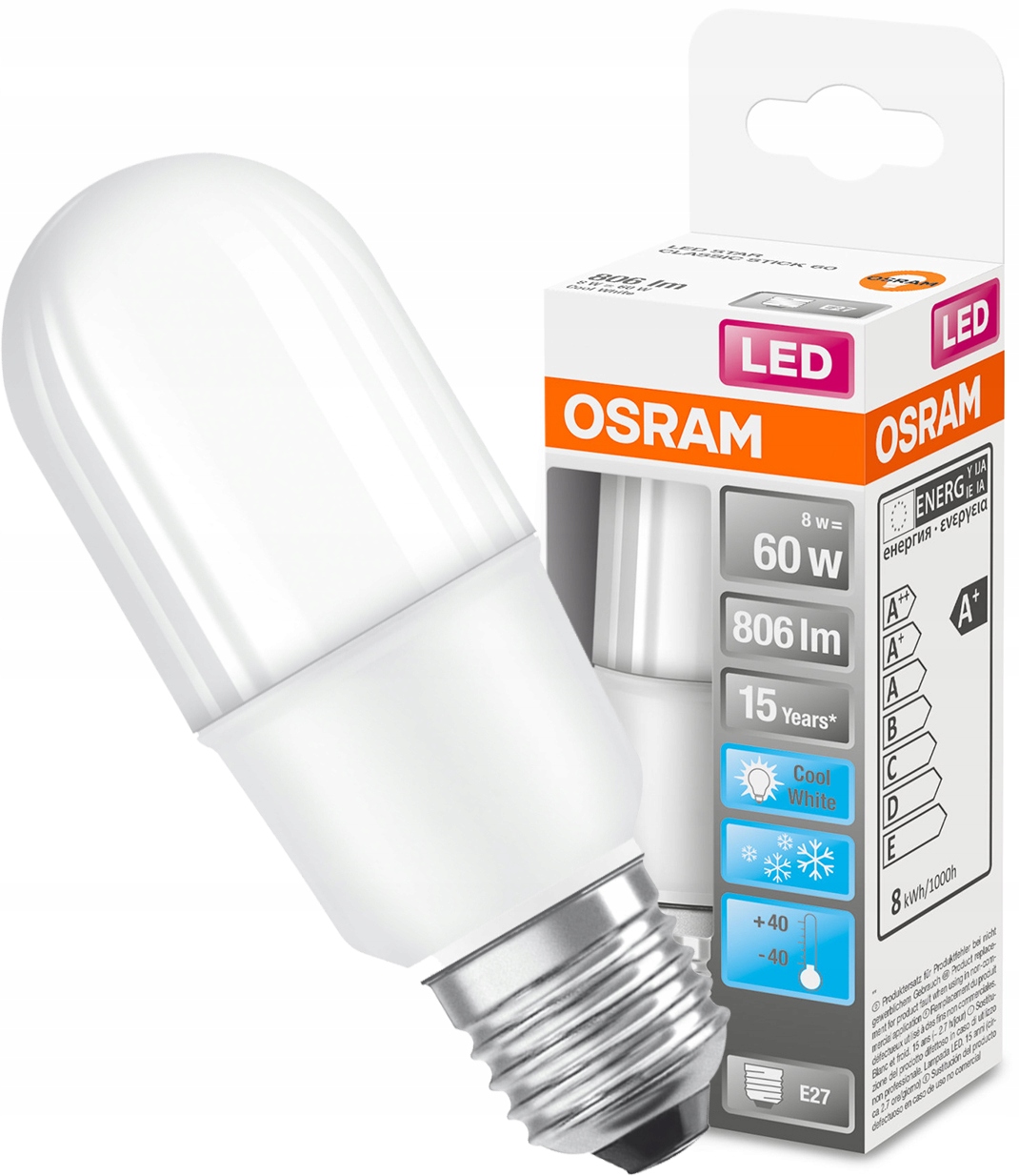 

Żarówka Led E27 8W 60W 4000K Rurka Stick Osram
