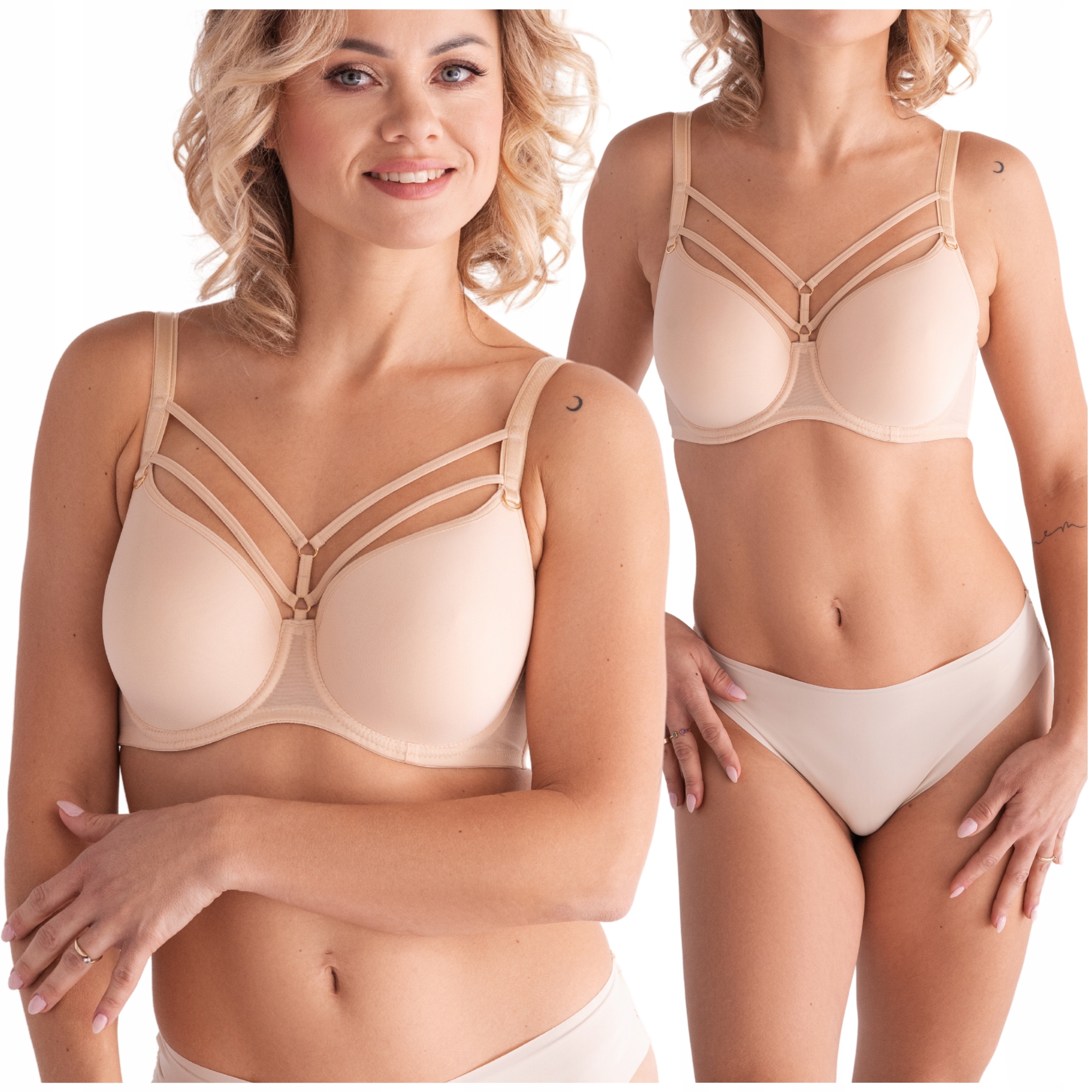 Podprsenka vyztužená chůze podprsenka s proužky béžová Lemax Softchic 2960-57 90E