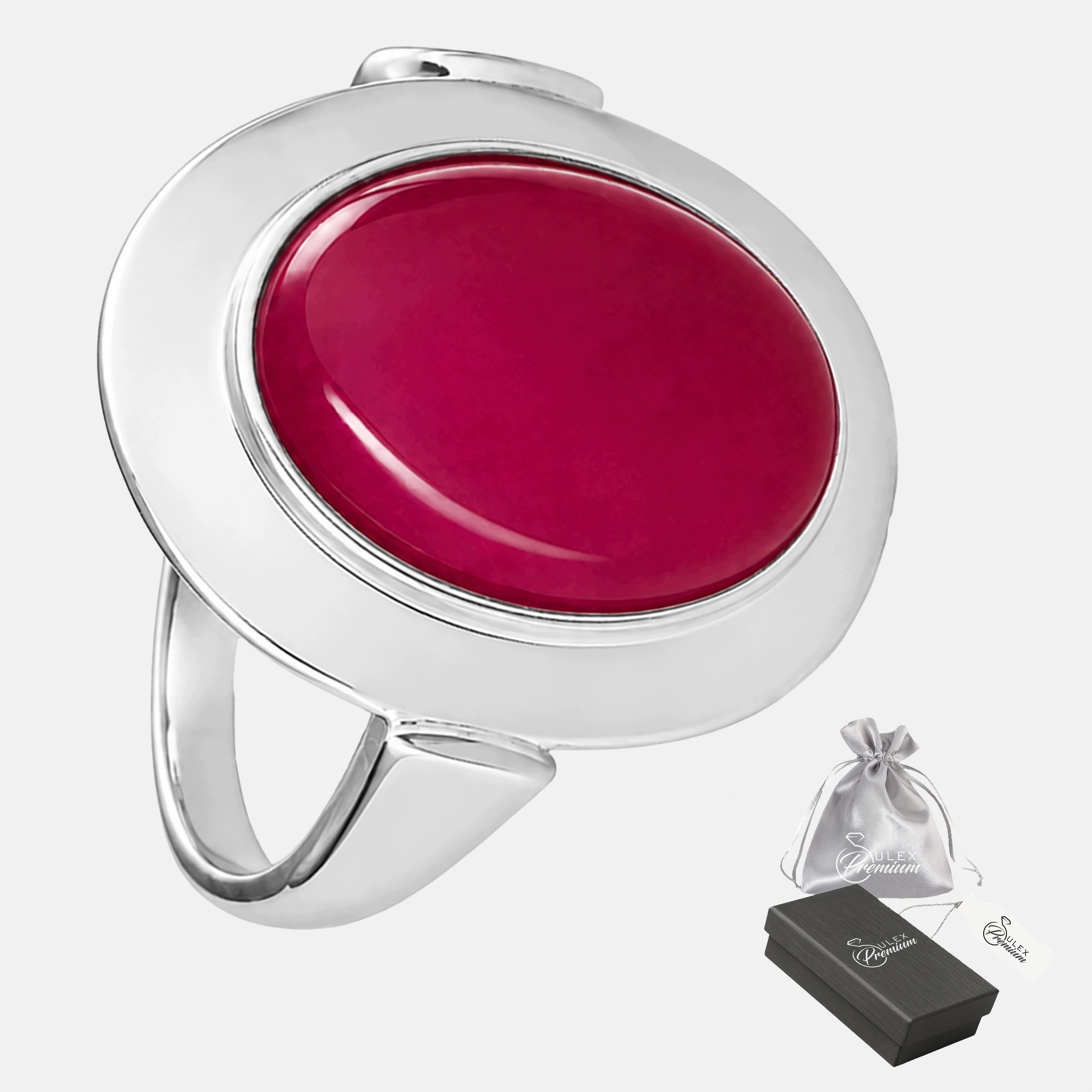 Prstýnek ryzost 925 Přírodní Achát Fuchsiová elegantní dámský vel. 12