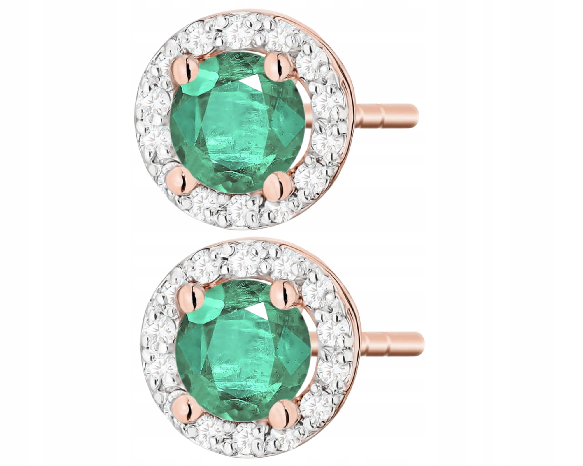 Růžové Zlato Náušnice Smaragdy Diamanty Zlato 585 Dárek
