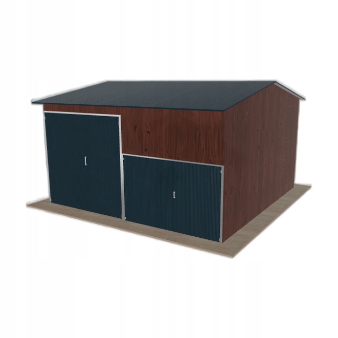 Ocelová hala 6x6 m, sedlová, tmavý ořech, vysoká