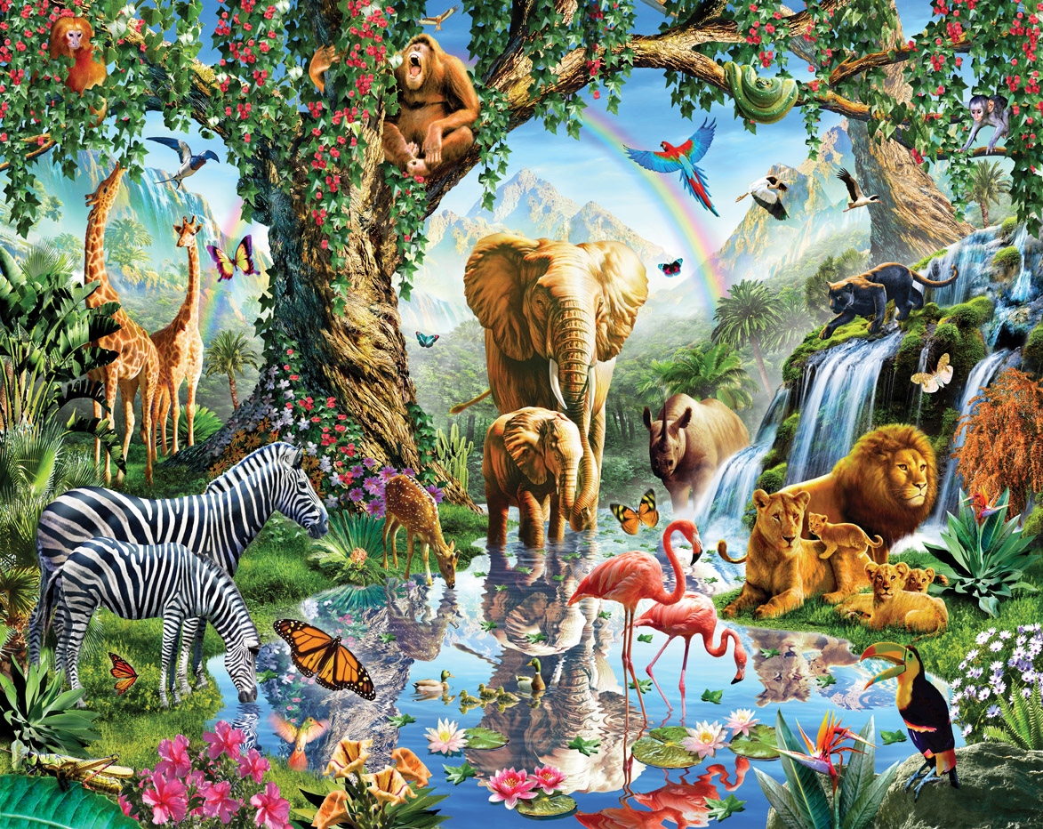 Fototapeta pro děti 3D Džungle jungle 235 x 305 cm tapeta vodopád v džungli