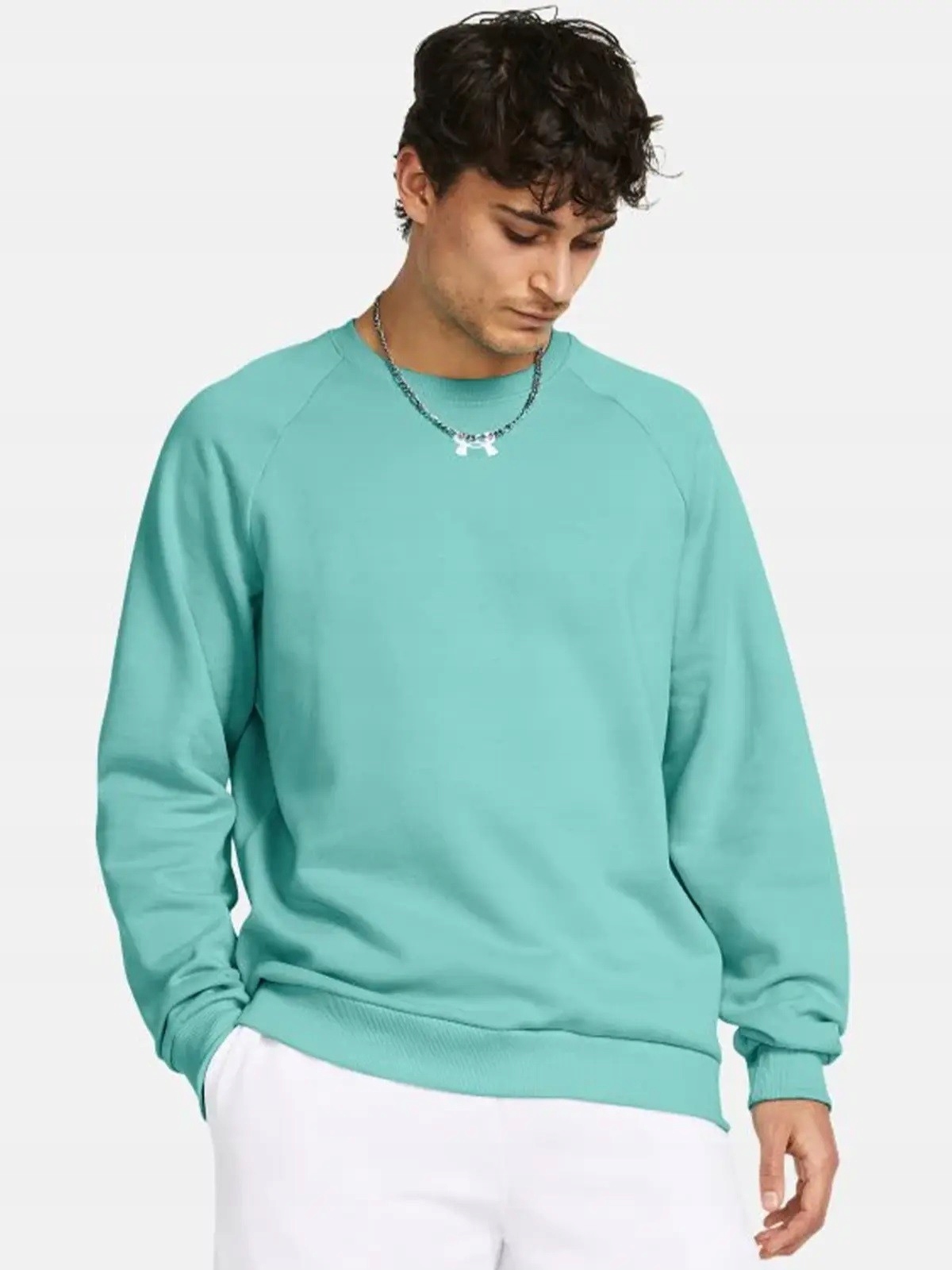 Pánská mikina Under Armour Fleece Crew tyrkysová 1379755 482
