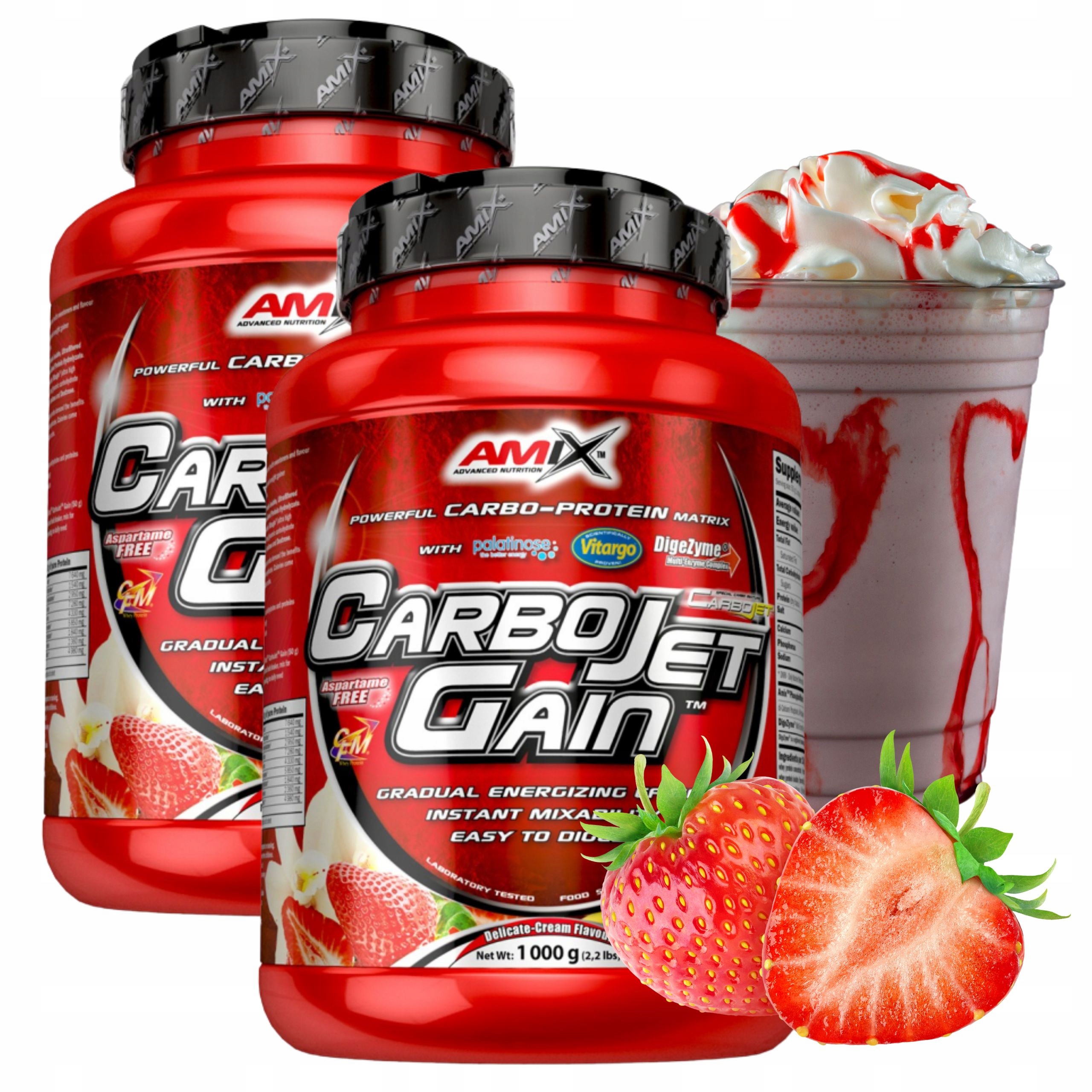 Amix Carbojet Gain Doplněk Stravy na Svaly Vitargo Sacharidy Protein Cfm 2x1kg