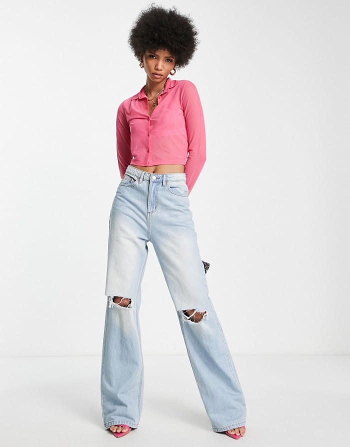 ASO TALL RÓŻOWA KOSZULA SIATKA (38) Marka inna