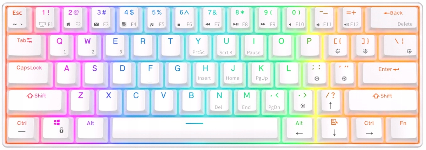 ROYAL KLUDGE RK61 White Gaming Keyboard Brown switch — 3