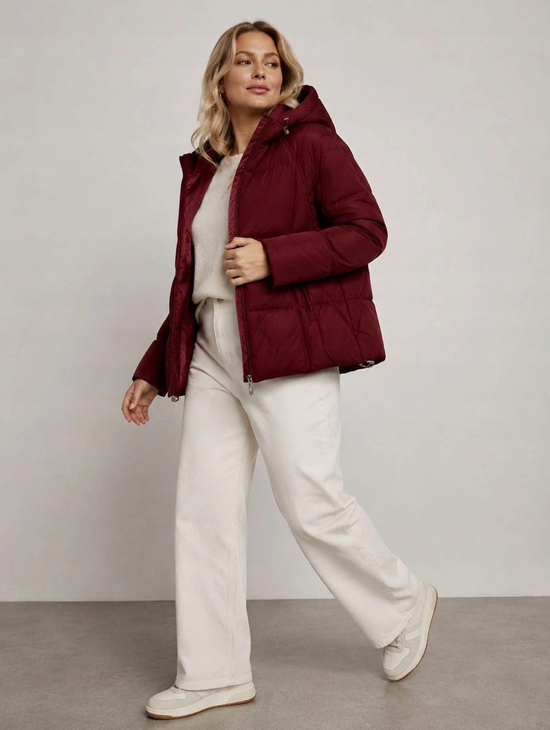 Pikovaná Bunda S Kapucí B6118 Bordo XL (42)