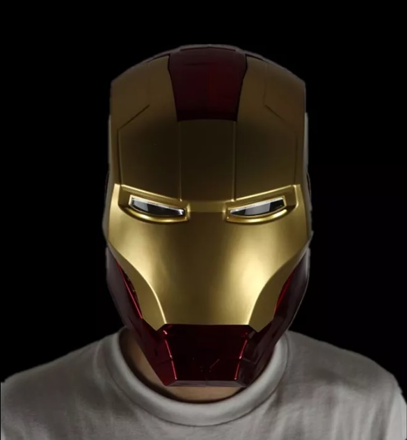 MASKA KASK IRON MAN ŚWIECĄCA OTWIERANA LED COSPLAY Szerokość w pasie 41 cm