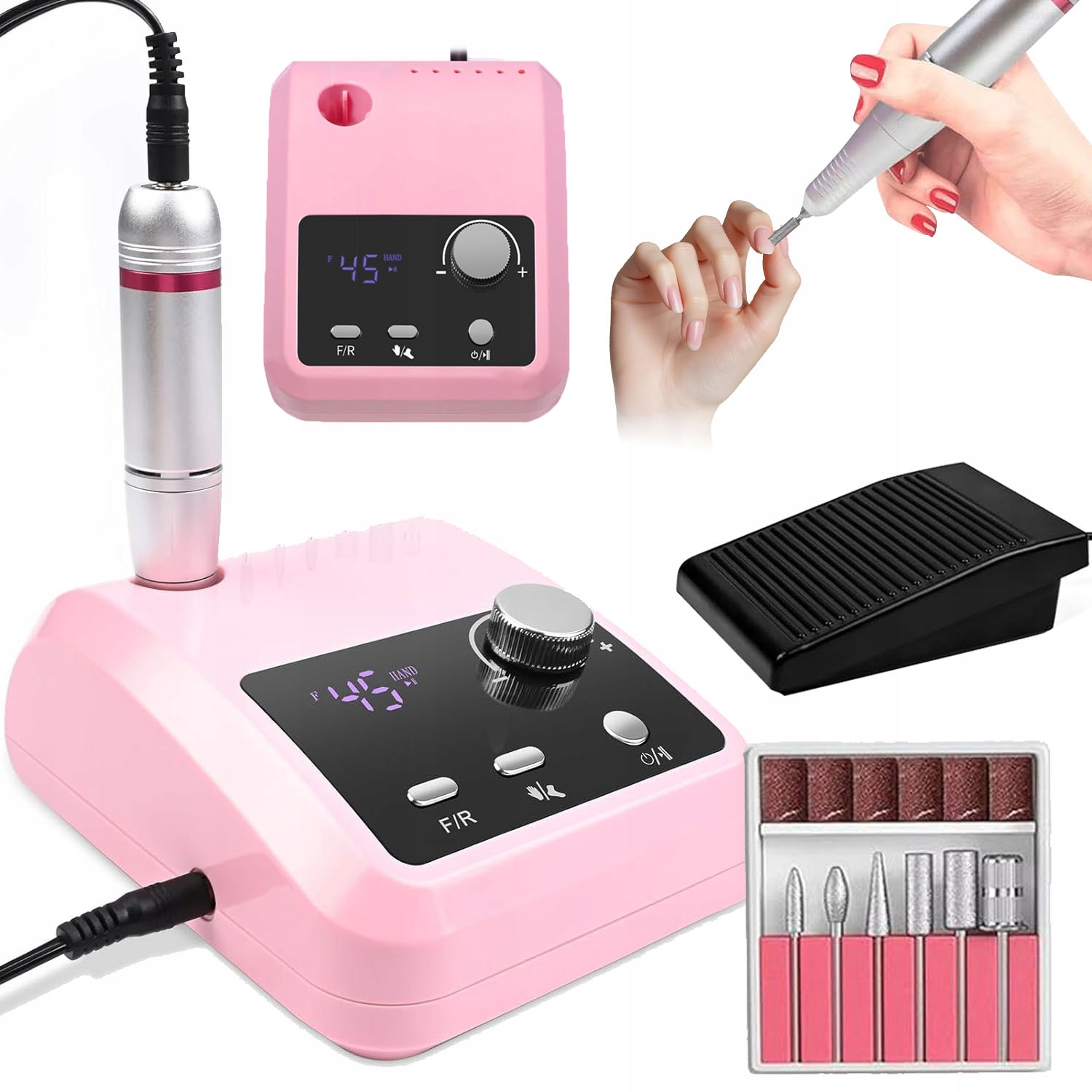 Bruska Na Nehty Silná Profesionální Růžová Nožní Pedál