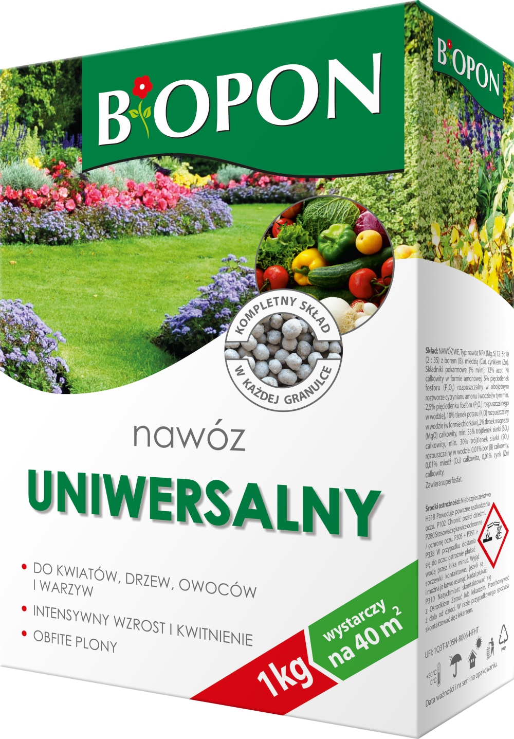 BIOPON NAWÓZ UNIWERSALNY DO WARZYW KWIATÓW WIELOSKŁADNIKOWY GRANULOWANY 1KG
