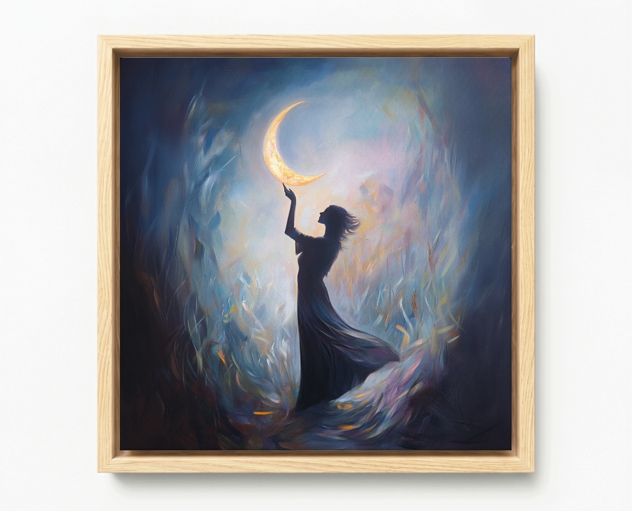 Obraz Rám Americký Box Postava Žena Noc Měsíc Magie Mysticismus 50x50