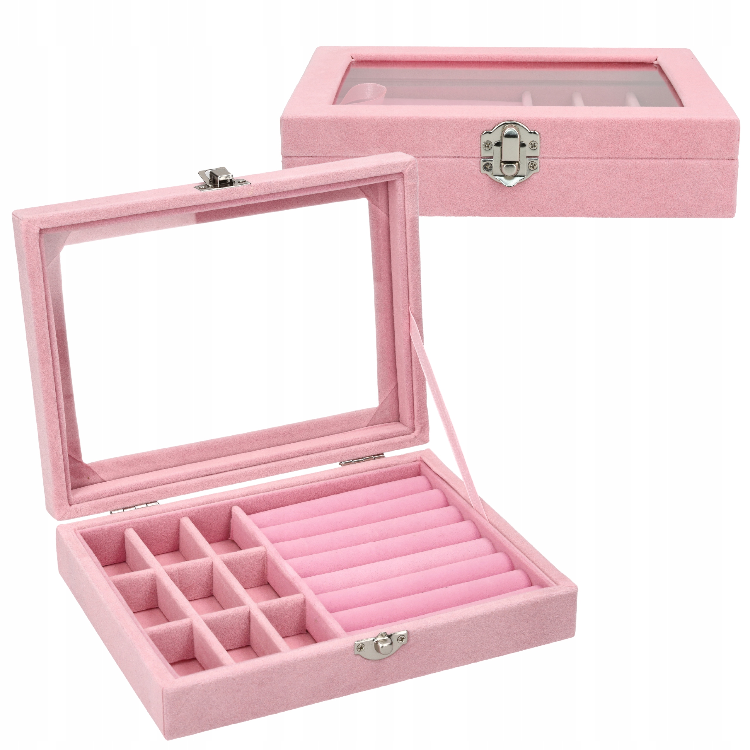 SZKATUŁKA ETUI PUDEŁKO ORGANIZER NA BIŻUTERIĘ PIERŚCIONKI KOLCZYKI RÓŻ B7