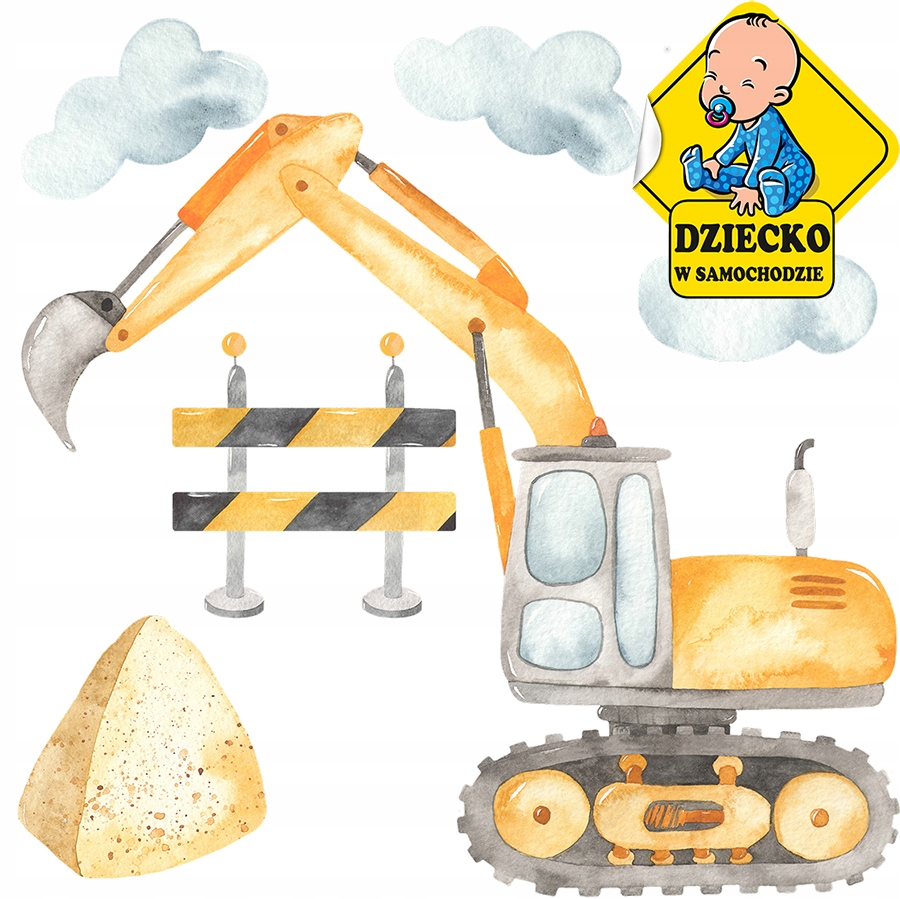 

Duża Naklejka na ścianę Koparka Pojazdy 57x51
