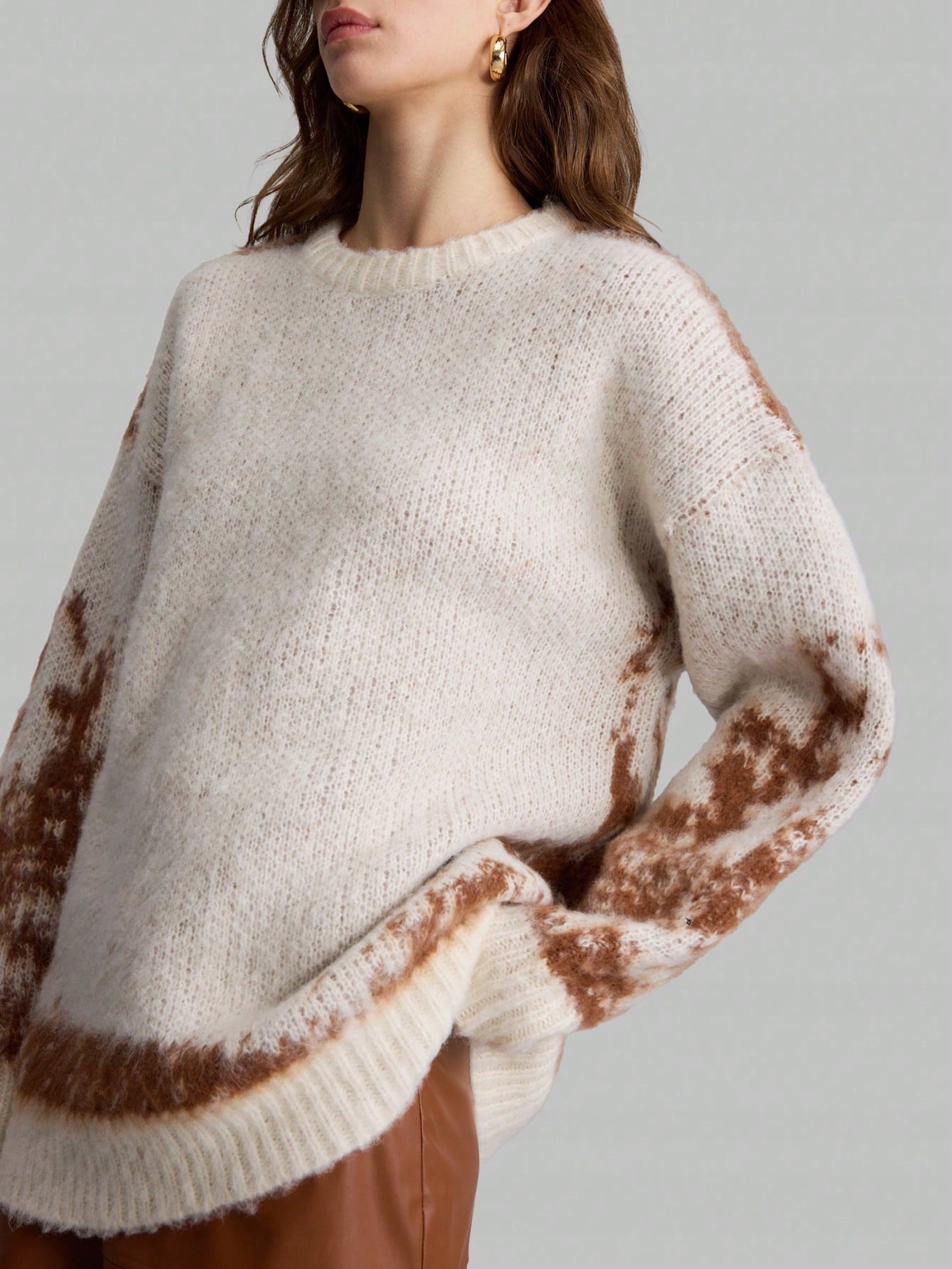 Dámský Oversize Svetr, Silný, Teplý, Stylový, Béžový, Casual Shein, Velikost 36