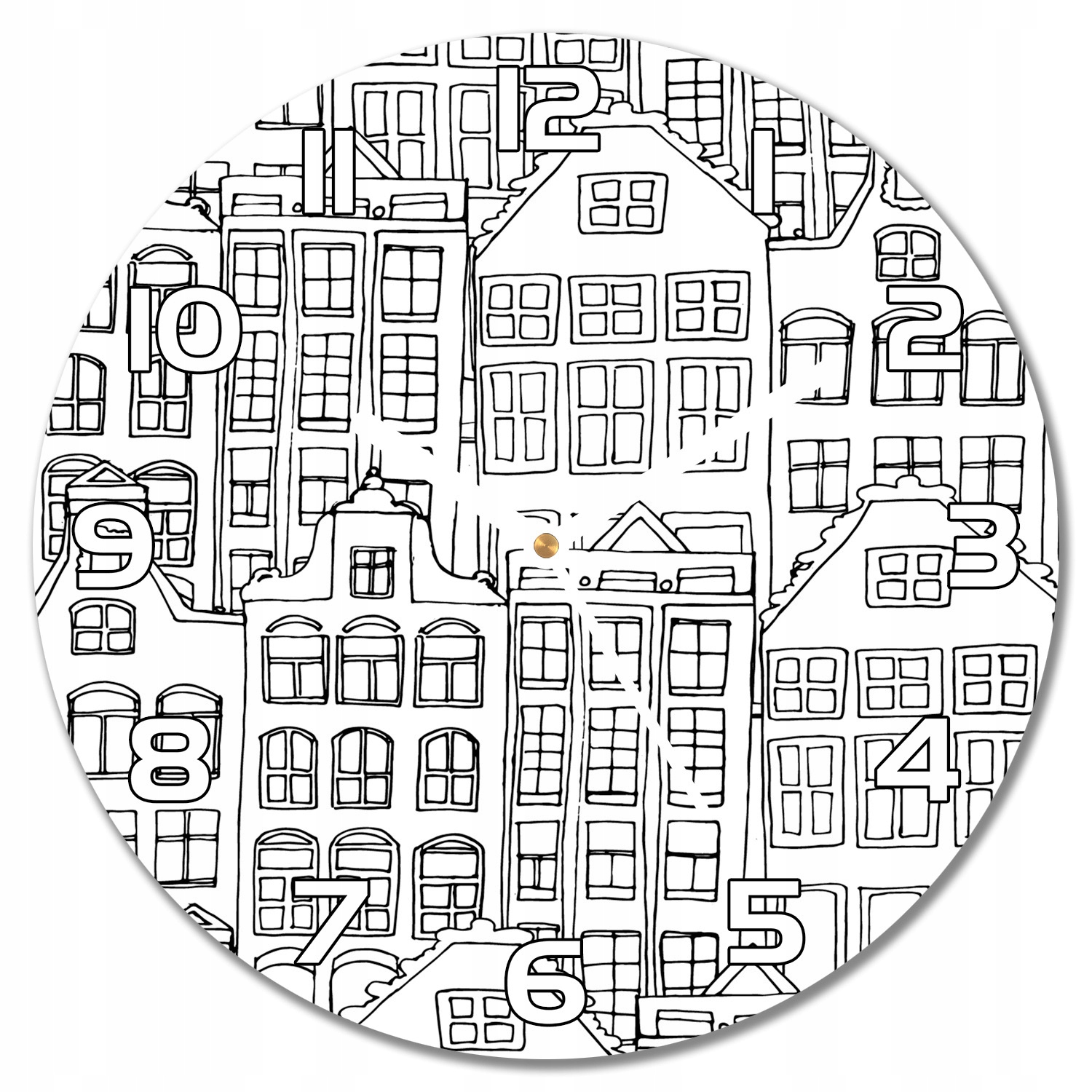 

Bezgłośny szklany zegar Miasto w stylu Doodle f30