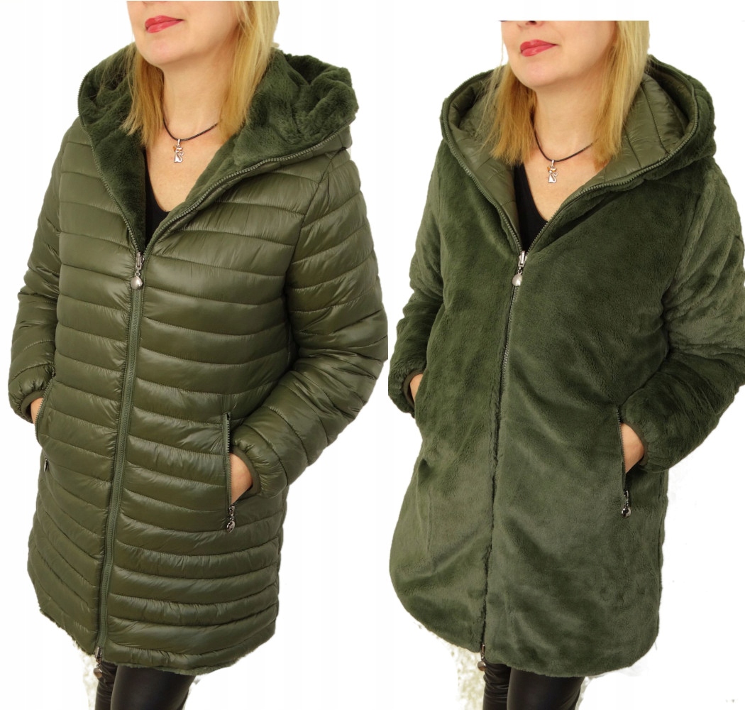 

Dwustronna Kurtka Pikowana Futerko Mila 52 6XL