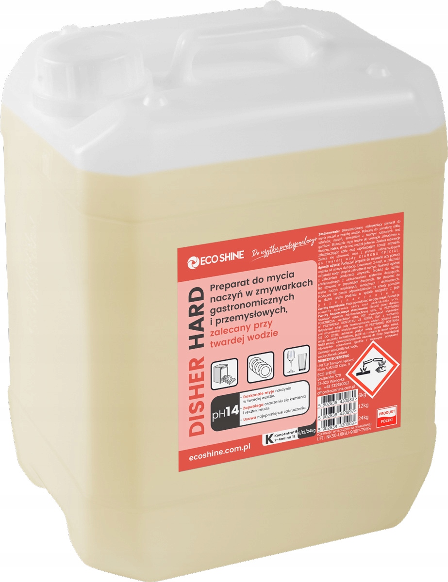 Levně Eco Shine Disher Hard Tekutý prostředek do gastro myčky tvrdé vody 12kg