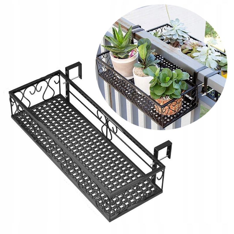 

Donica Balkonowa Metalowa Stelaż Czarny Mat 60cm