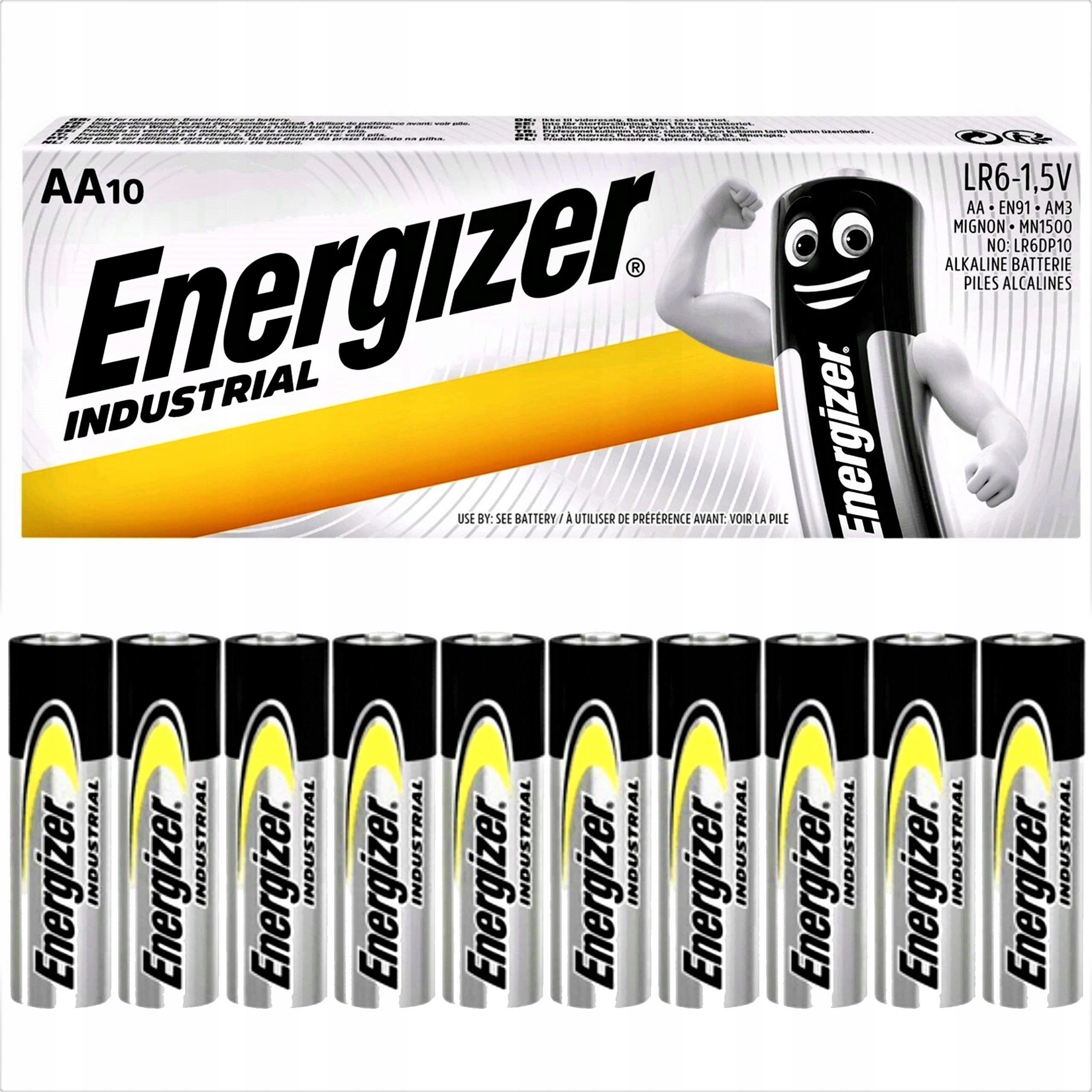 

10x Mocna Bateria Energizer Industrial LR6 R6 Aa