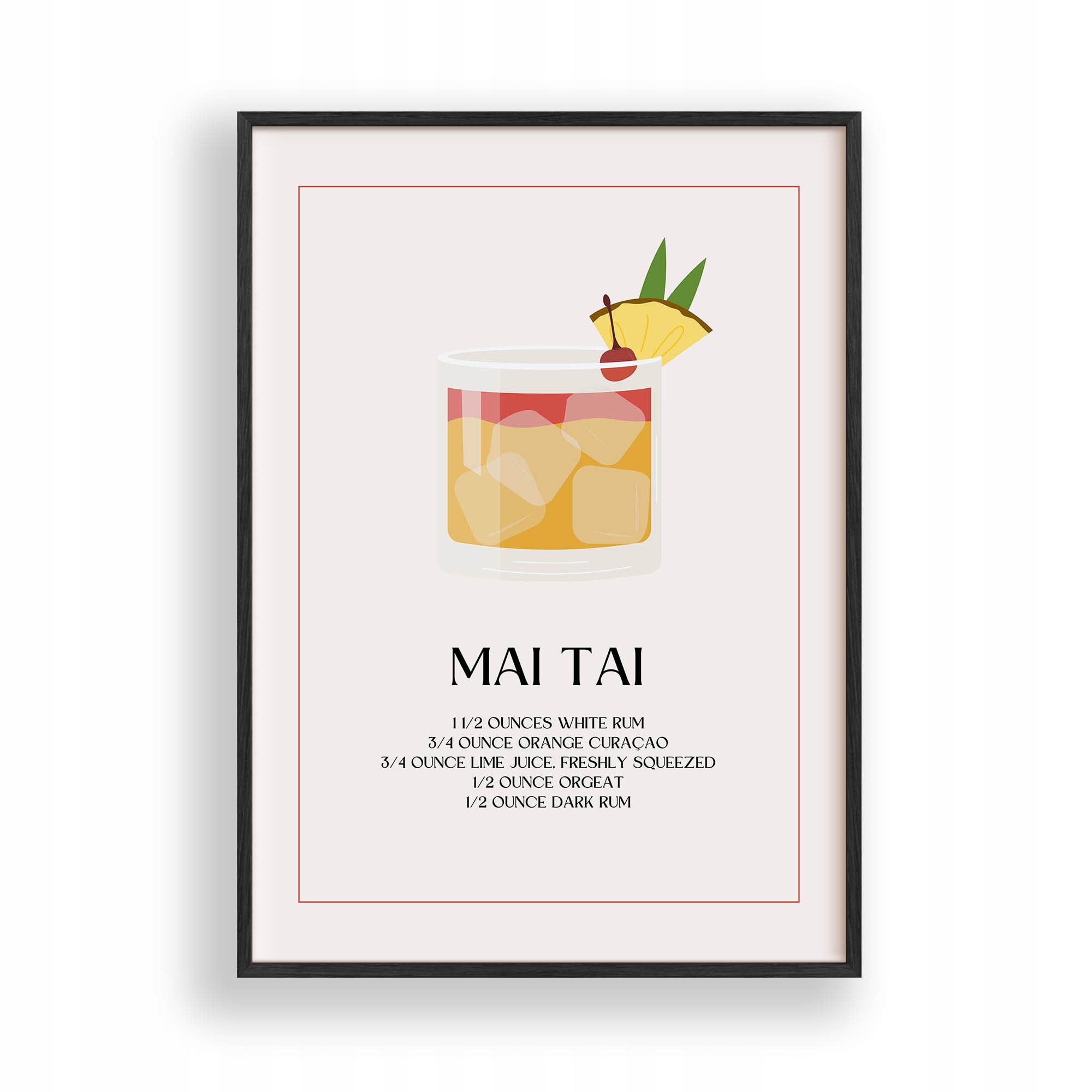 Obraz Mai Tai Plakát Rámeček Dřevěný Černý 30x42 cm