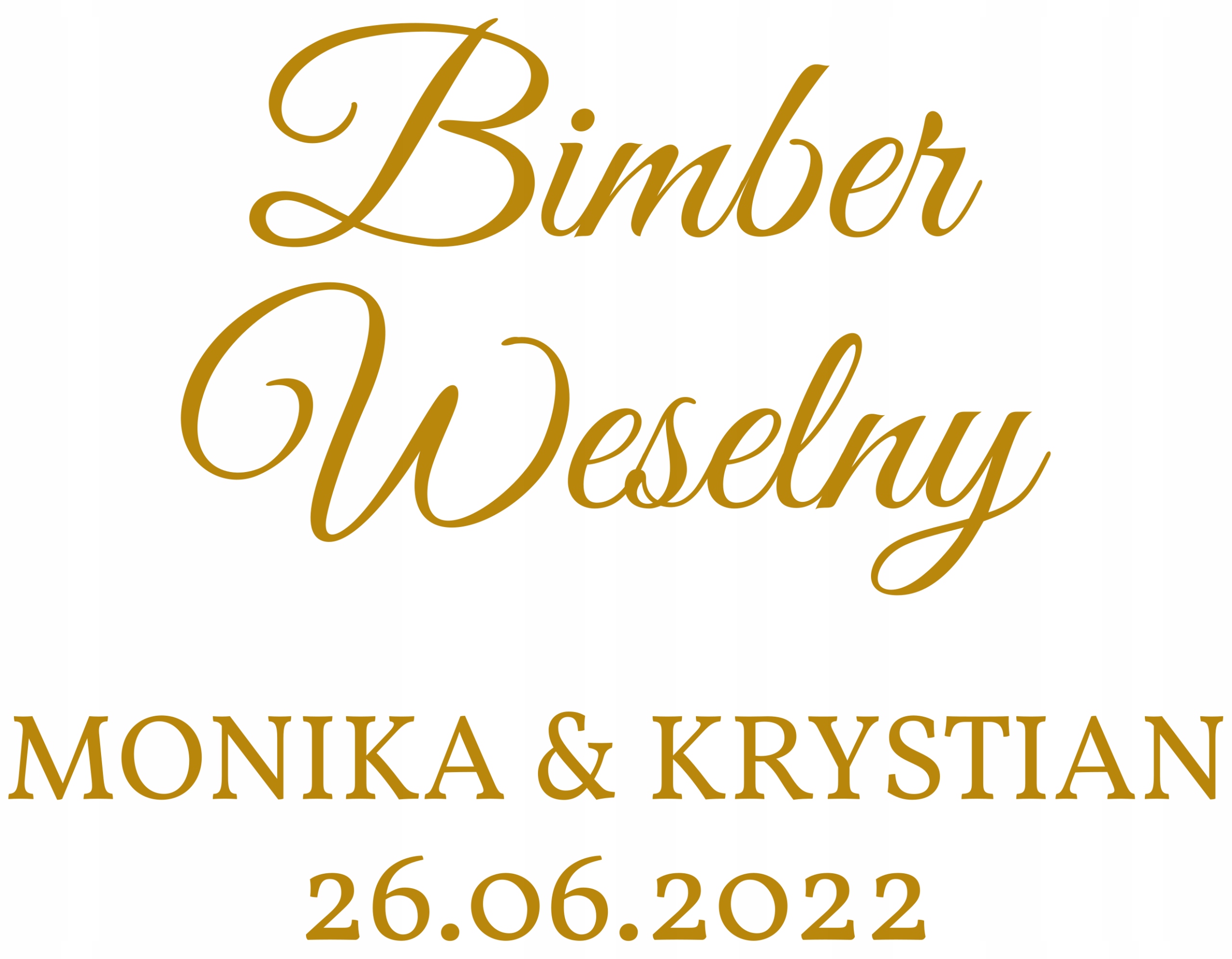 naklejka Bimber weselny Twoje imiona data 20x15cm