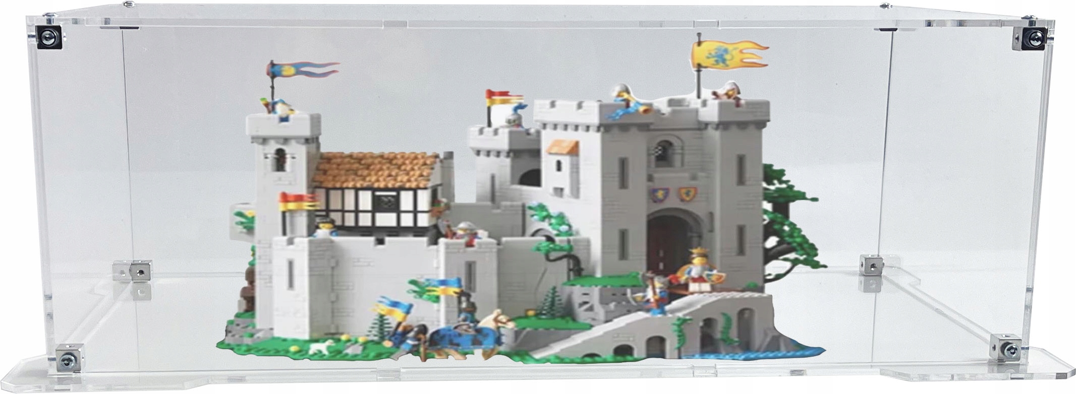 Vitrína s podstavcem Drewlandia pro stavebnici Lego 10305 Zámek rytířů erbu Lev
