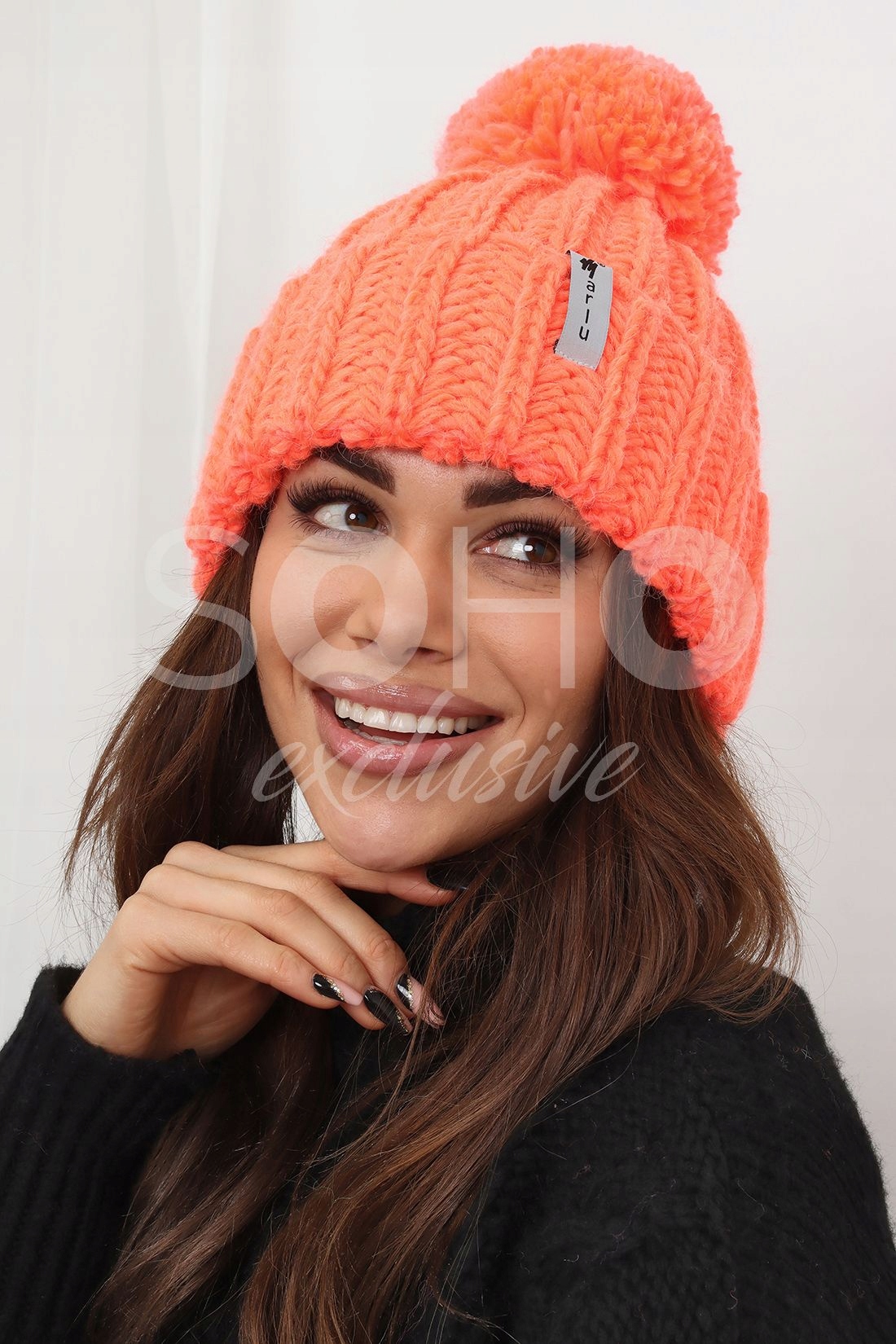 KOMPLET CZAPKA SZALIK CIEPŁY POMARAŃCZ NEON 2491 Model 2491