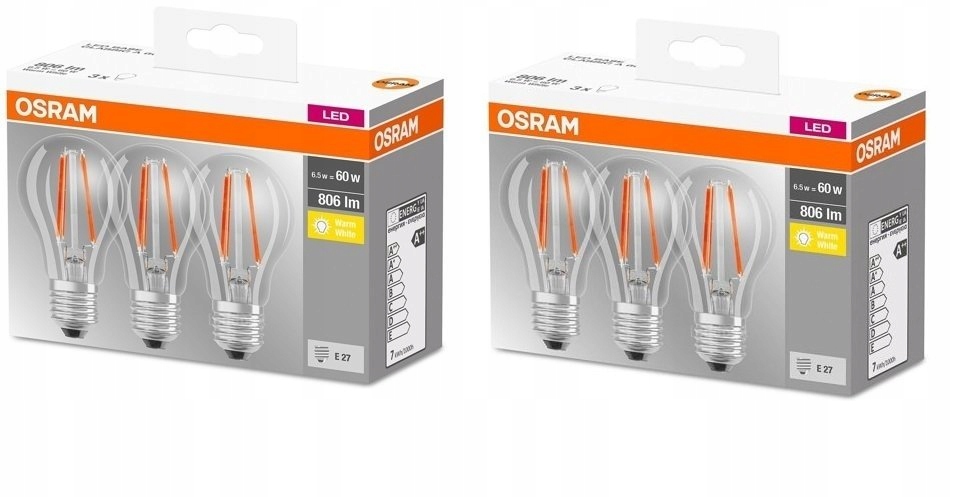 

Zestaw 6x Żarówka Filament E27 6,5W 2700K Osram