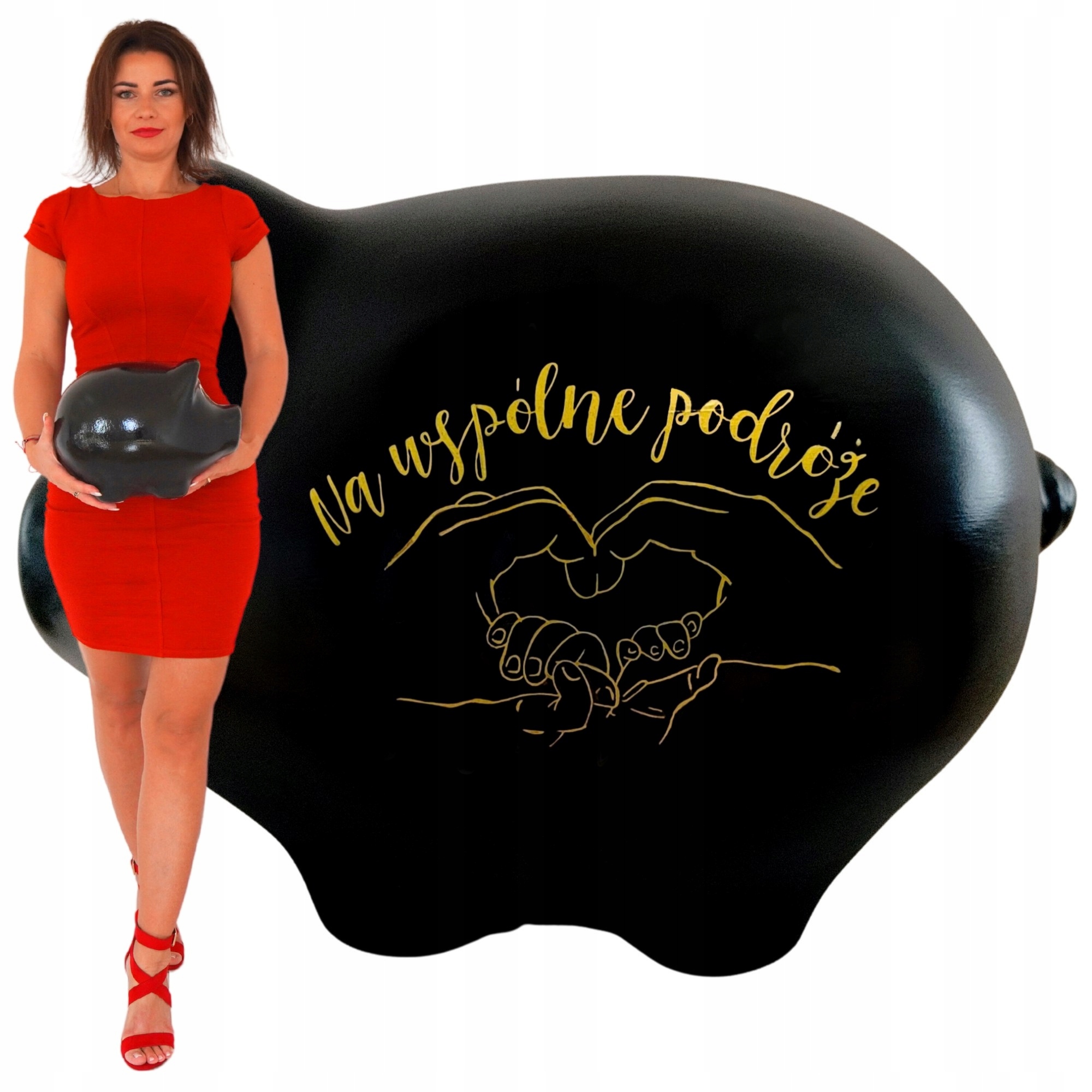 Pokladnička se jménem prasátko Černá personalizovaná velká XL s grafikou text