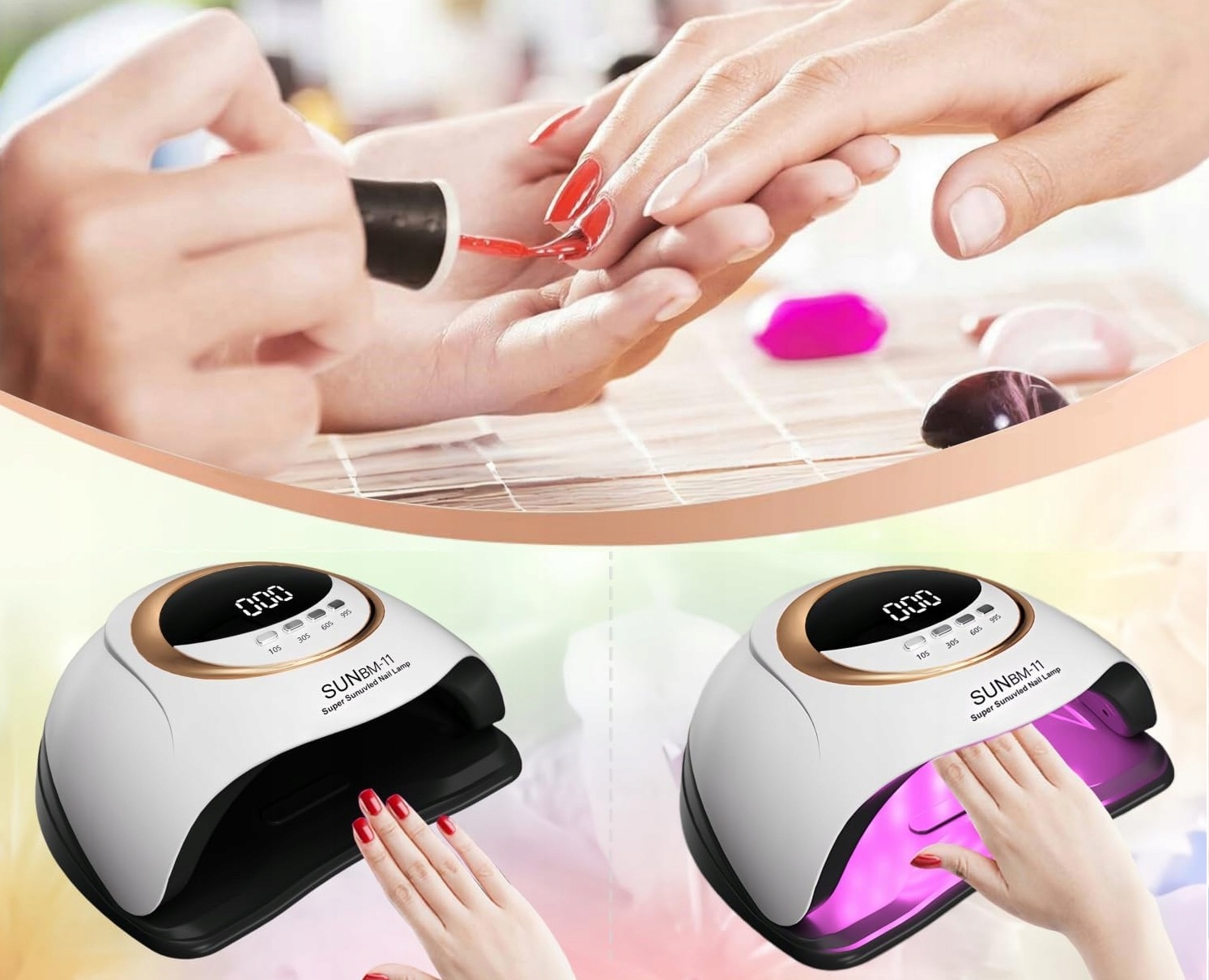Profesjonalna Lampa do Paznokci UV LED Hybryd Żeli Hybrydy 280Wat 66LED SUN Model Profesjonalna Lampa Paznokci UV LED Żeli SUN BM-11