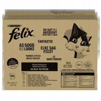 Levně Felix Fantastické Krmivo pro kočky Výběr příchutí 120x85g Felix