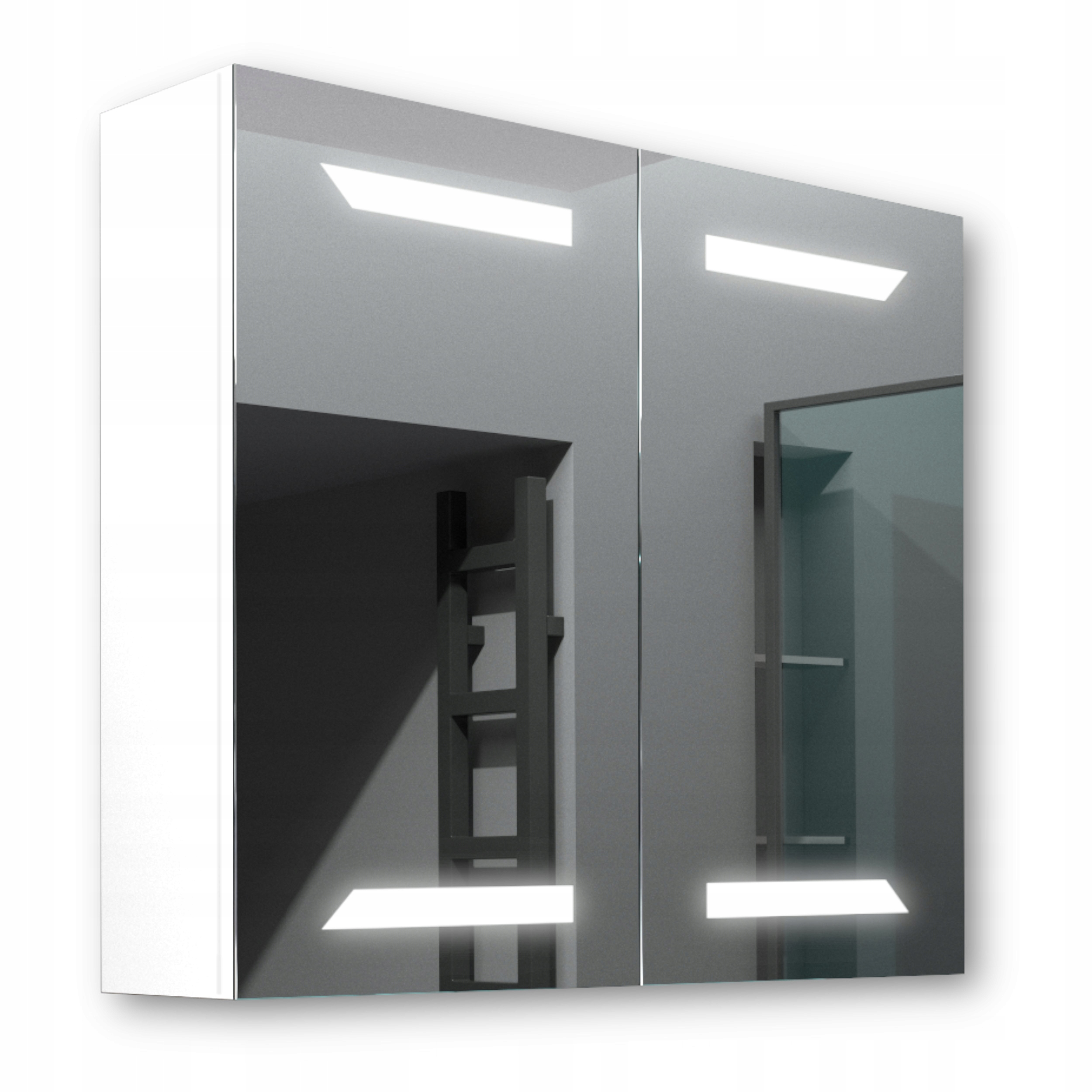 Drevená skrinka 80x70 Led zrkadlo Loki Biela