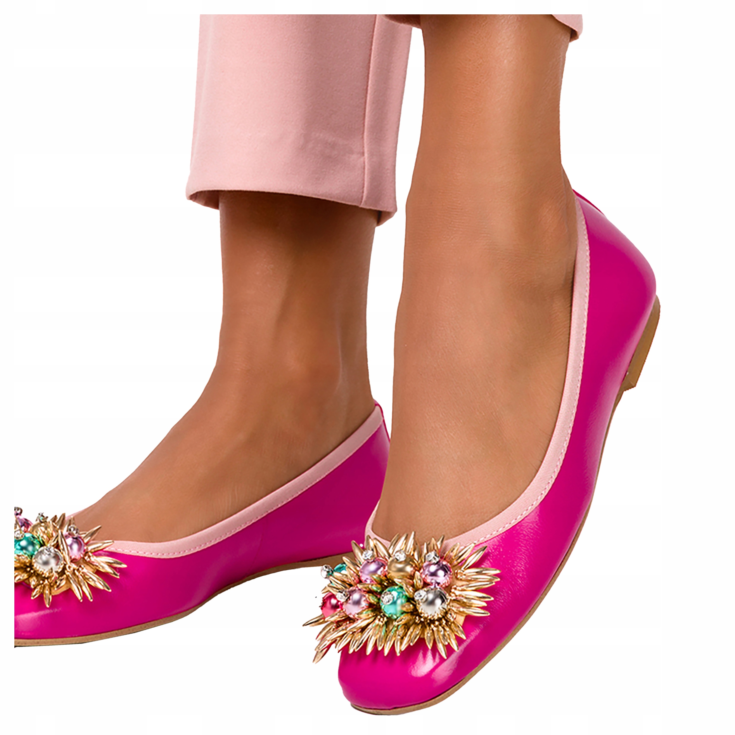 Baleriny Modne Z Kryształkami Polska Skóra New 38