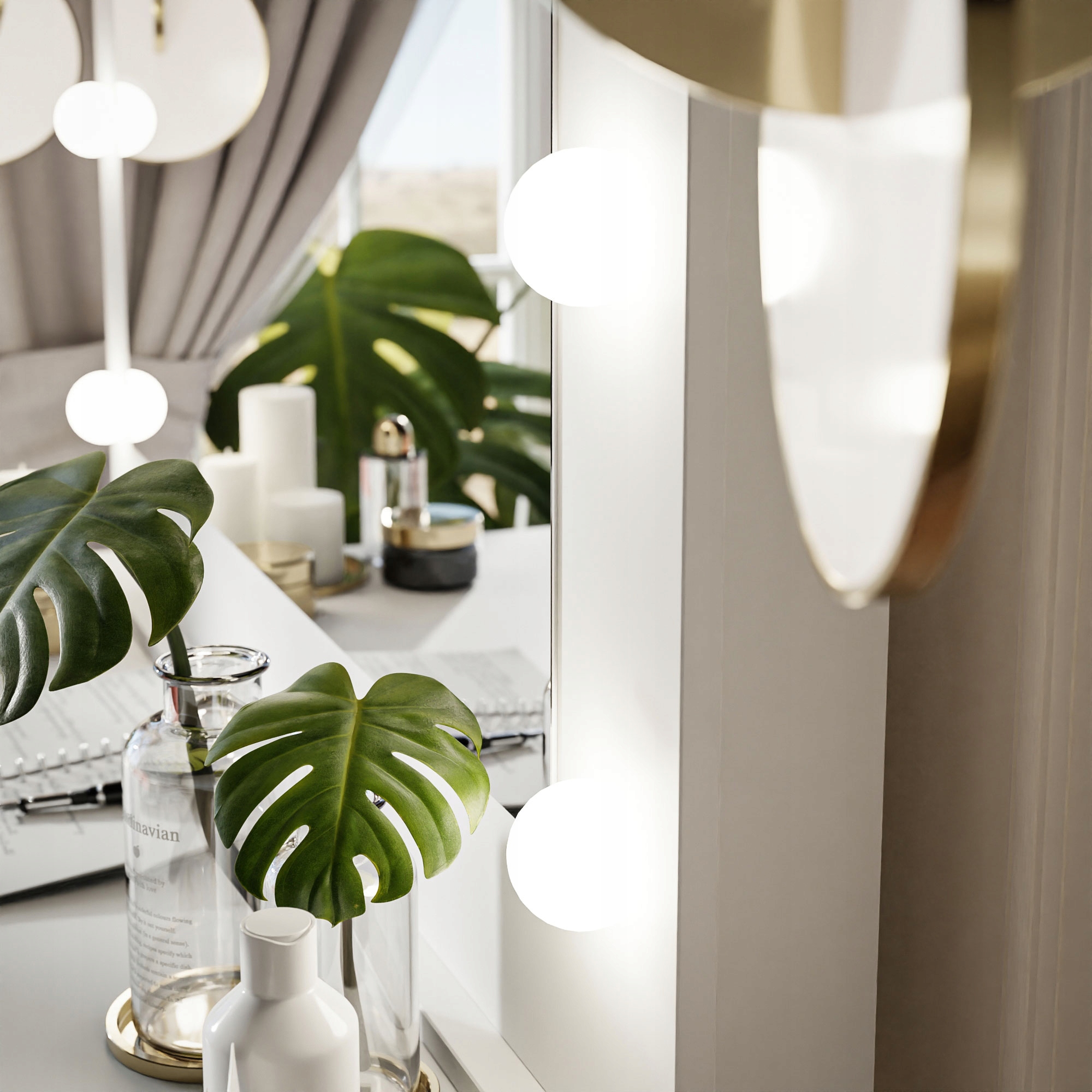 Toaletka kosmetyczna z lustrem GLAMOUR biały mat Głębokość mebla 59 cm