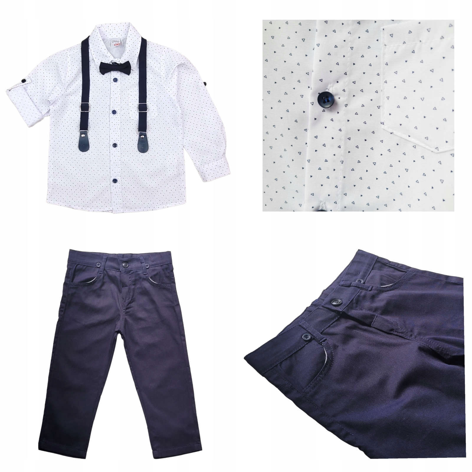 GARNITUR UROCZYSTY ZESTAW DLA CHŁOPCA Z MUCHĄ 110 Kolor niebieski