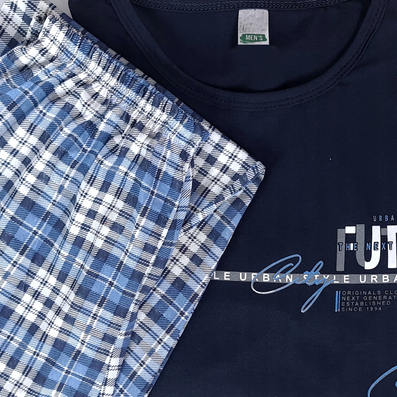 BAWEŁNIANA PIŻAMA męska Z RĘKAWKIEM T-SHIRT SPODENKI #2XL Wzór dominujący print (nadruk)