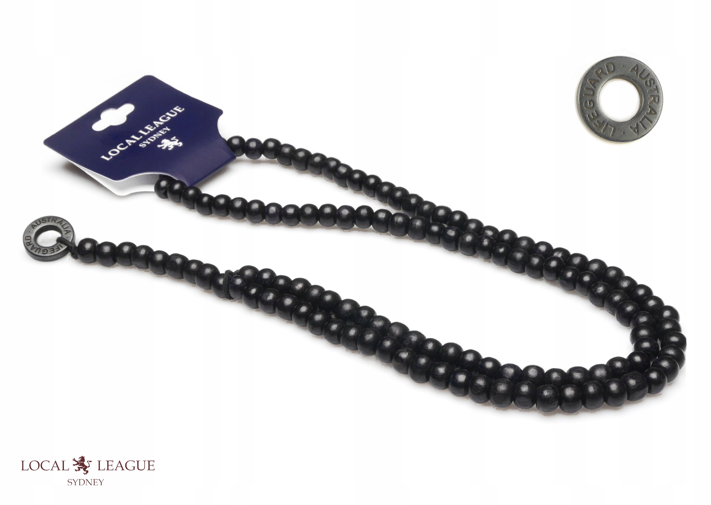 MĘSKI NASZYJNIK OKRĄGŁY WISIOREK KORALIKI RÓŻANIEC LIFEGUARD AUSTRALIA Marka LOCAL LEAGUE