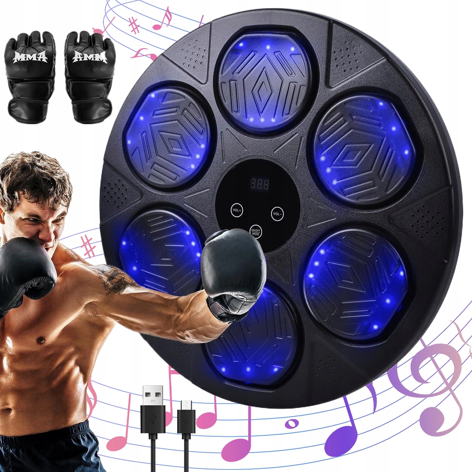 Bluetooth Boxovací Stroj, Chladná Světla A Hudba V Tréninkové Stěně