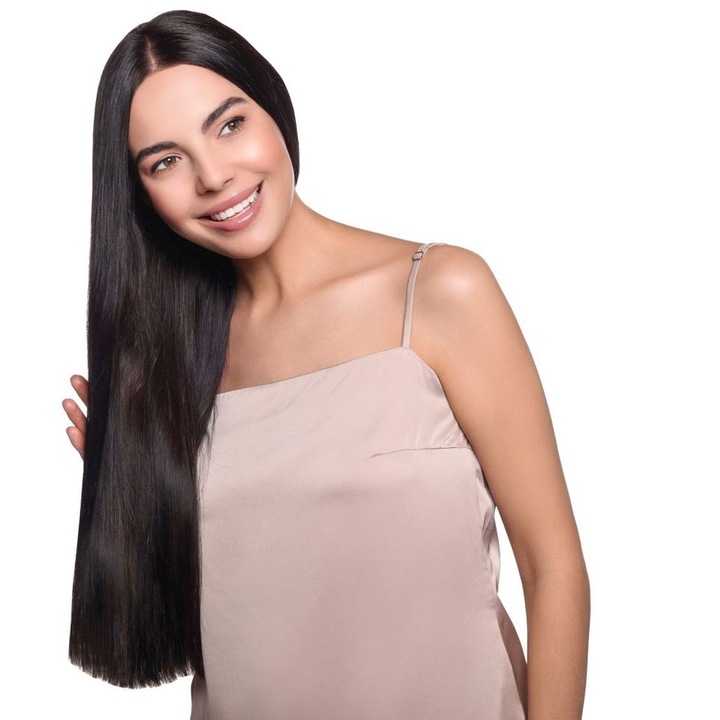 PASEMKA NA RINGI MIKRORINGI DOCZEPIANE WŁOSY 40 CM 1B bardzo ciemny brąz Kod producenta I40/1/1B