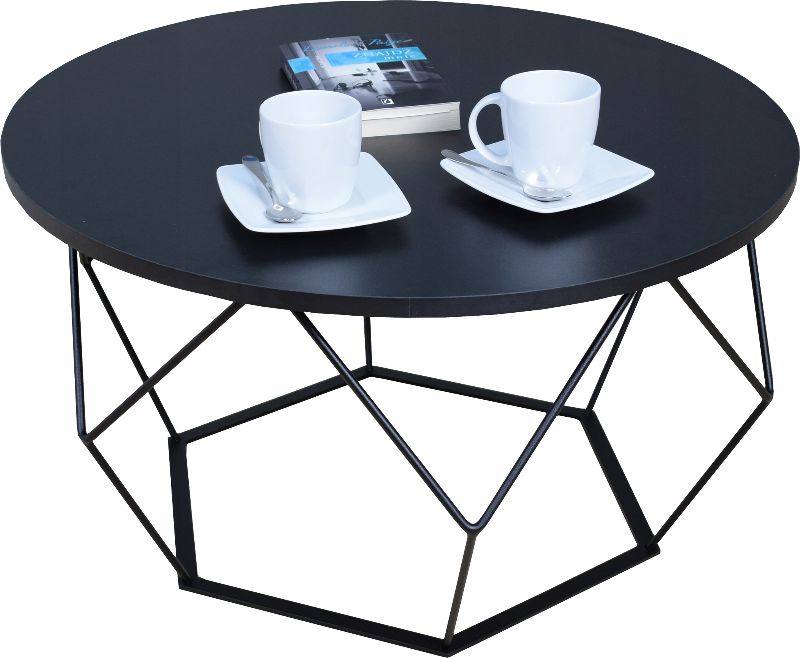 

Okrągły Stolik Kawowy Diament Loft Metal Czarny Cz
