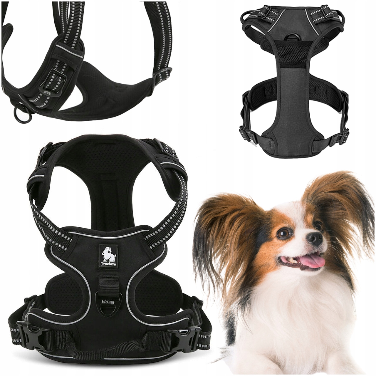 Levně Postroj Pro Psa Truelove Easy Walk Silný Odolný Reflexní Černý Xs