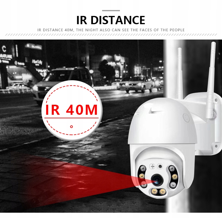 KAMERA ZEWNĘTRZNA ŚLEDZENIE FHD WiFi IP ZOOM ALARM Model WF 62 - 2 MPX