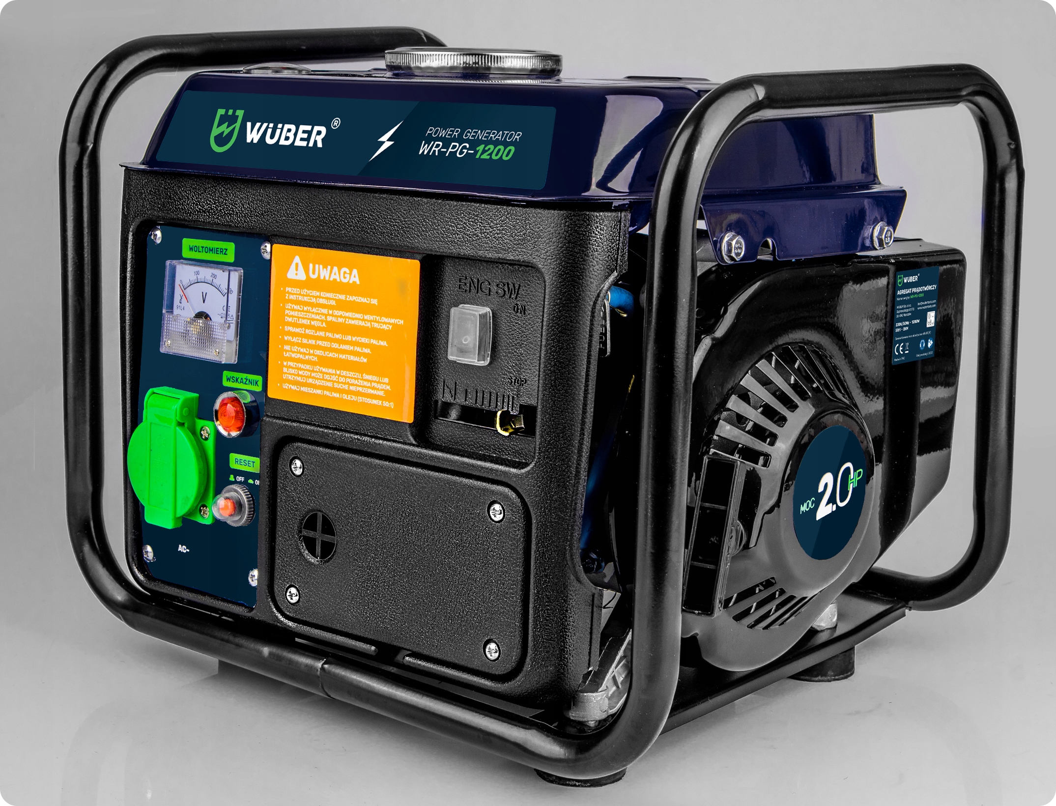 AGREGAT PRĄDOTWÓRCZY 2-SUW GENERATOR PRĄDU 1200 W Silnik 2-suwowy