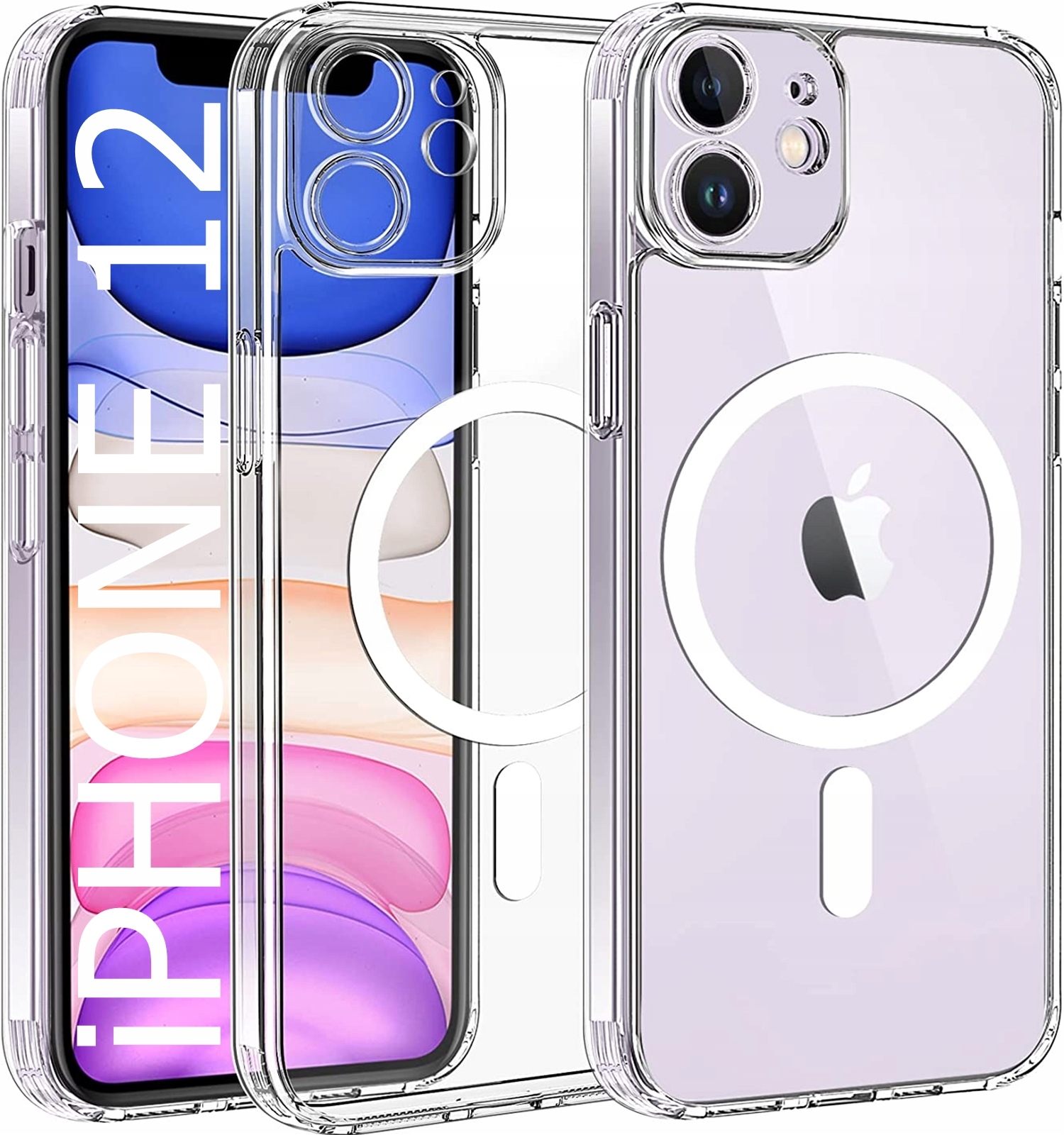 Etui do Apple iPHONE 12 Clear Case do MagSafe Wzmacniane 360 szkło na ekran