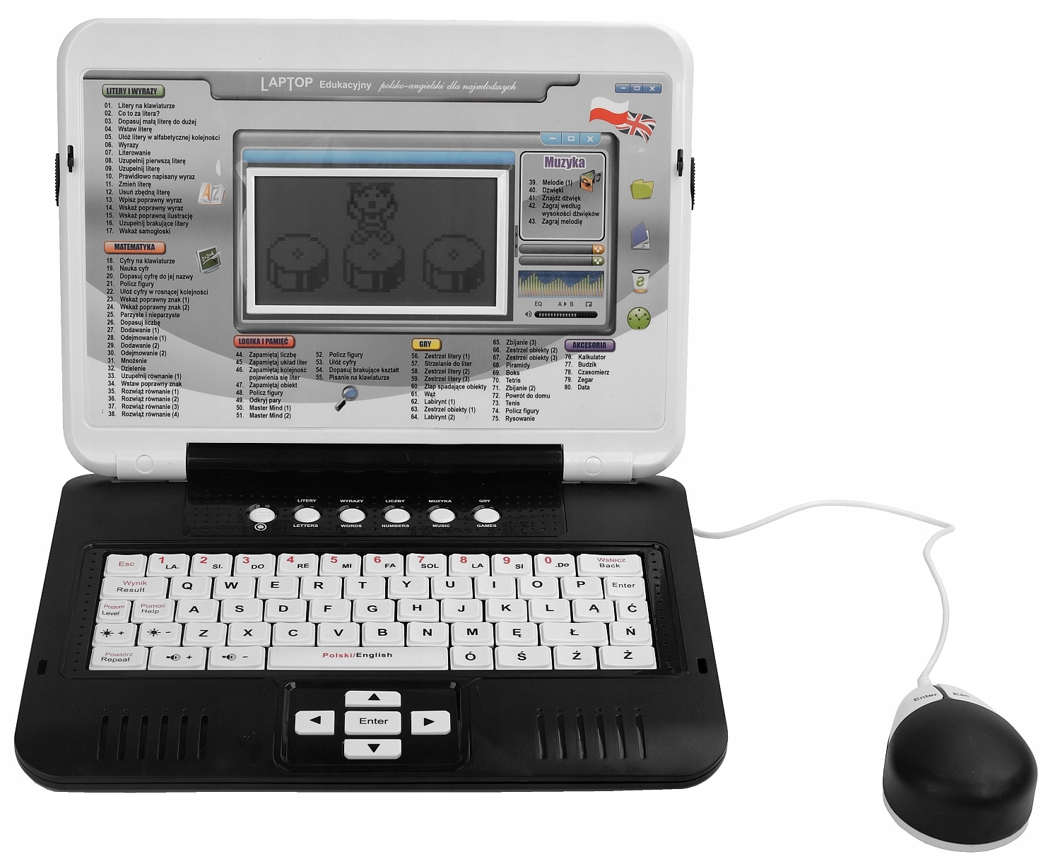 LAPTOP EDUKACYJNY komputer PL/ANG 160 OPCJI + USB Wiek dziecka 3 lata +