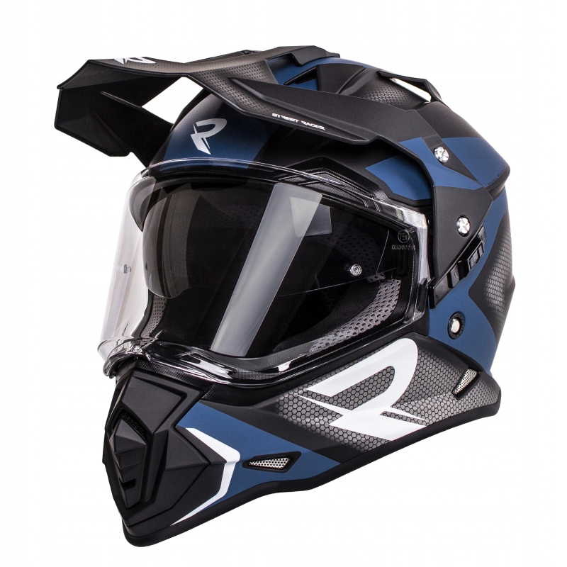 Enduro kask Street Racer Tracker czarno-niebieski Rozmiar: XL